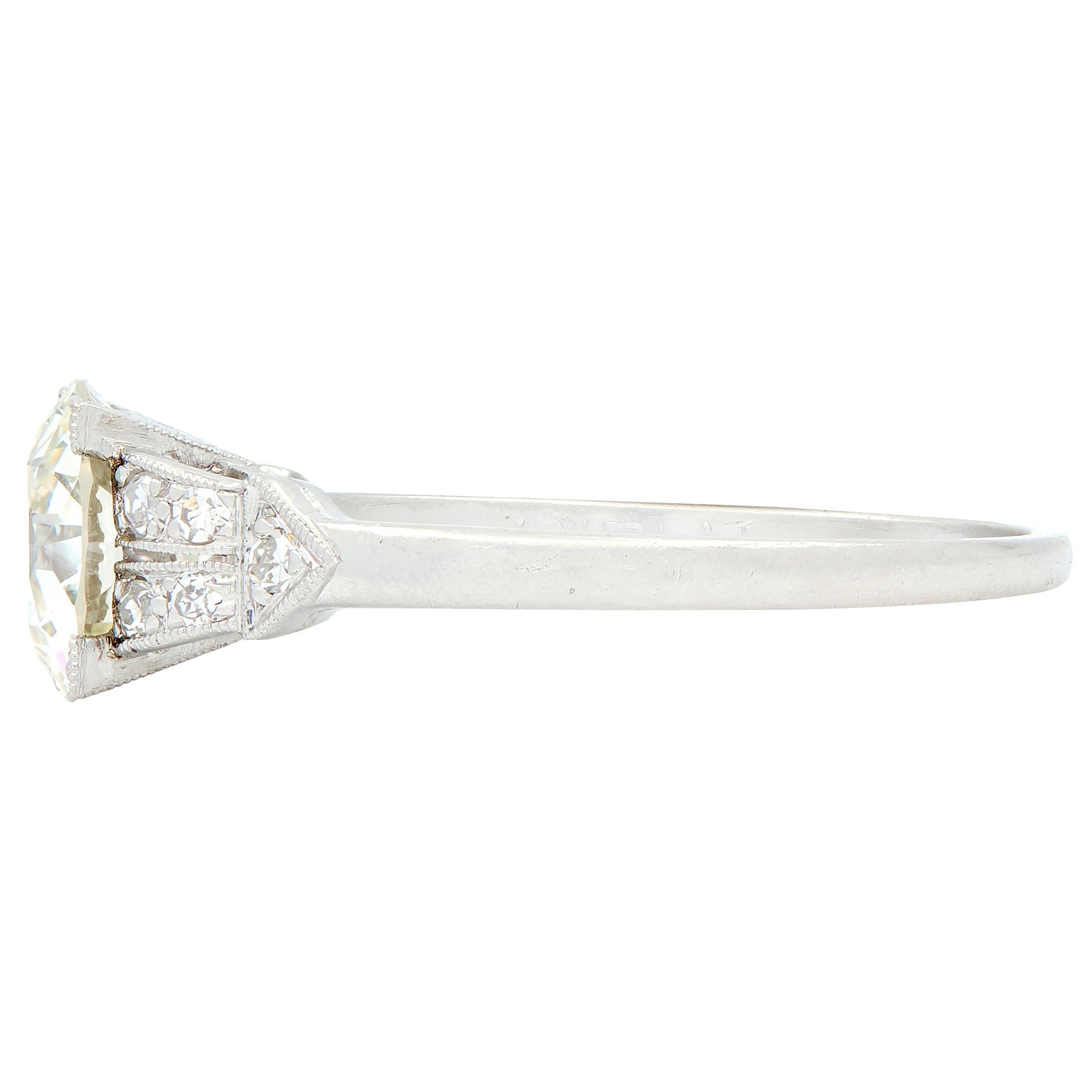 Art Deco 1.25 Center Old European Diamond Ribbon Vintage Engagement Ring
