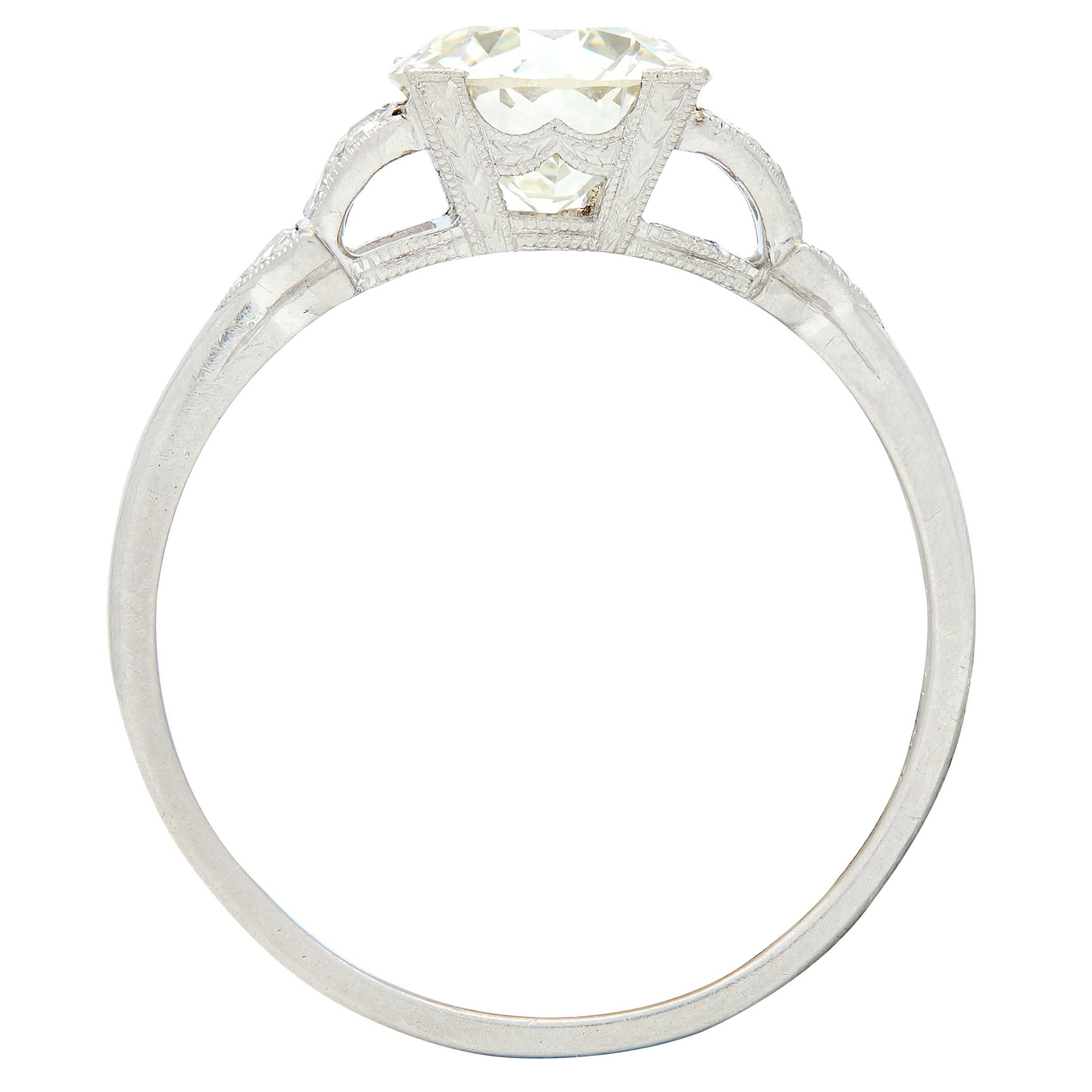 Art Deco 1.25 Center Old European Diamond Ribbon Vintage Engagement Ring