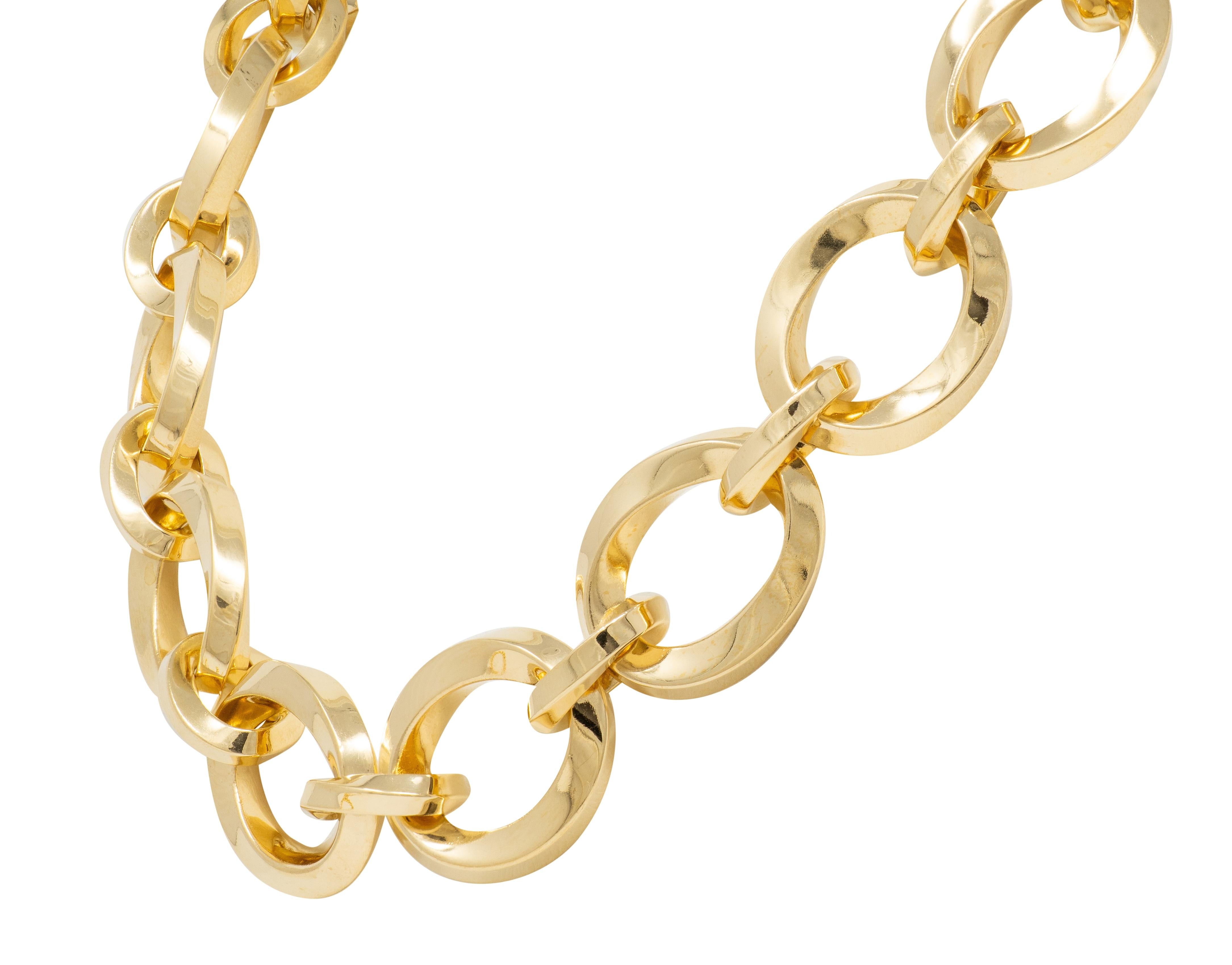 Tiffany & Co. 1980's 18 Karat Yellow Gold Twist Link Vintage Collar Necklace