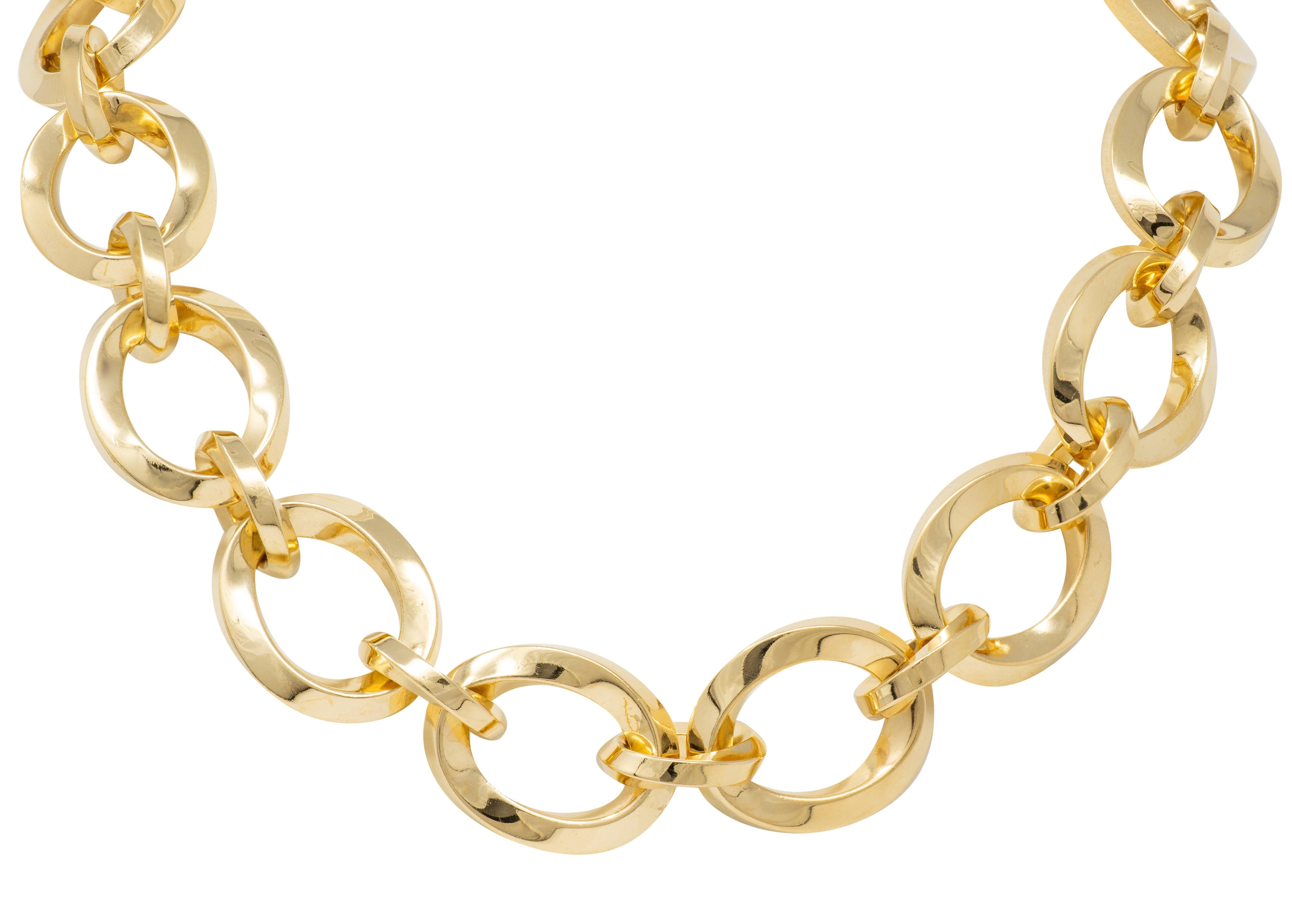 Tiffany & Co. 1980's 18 Karat Yellow Gold Twist Link Vintage Collar Necklace