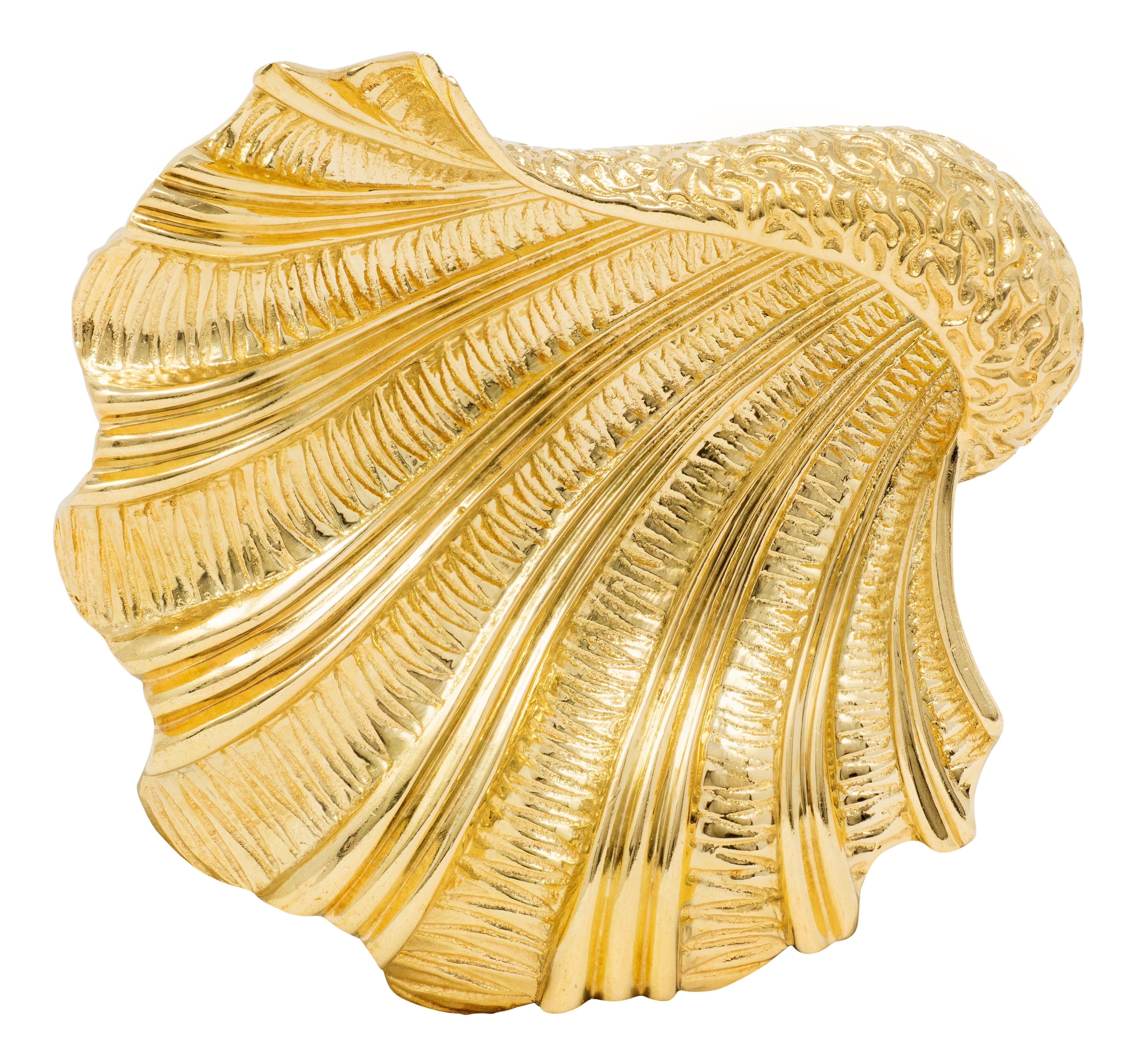 Tiffany & Co. 1960's 18 Karat Yellow Gold Vintage Seashell Brooch