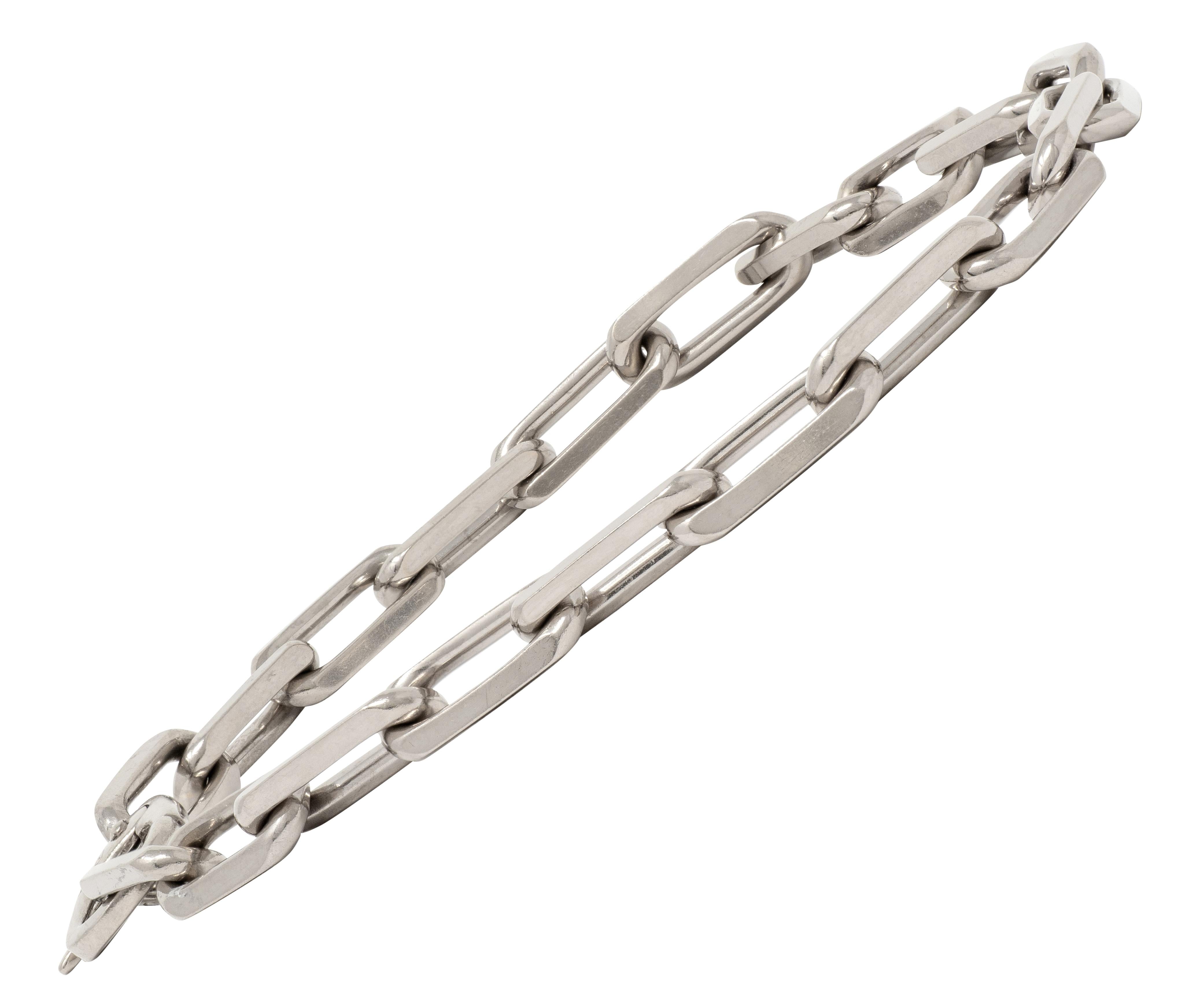 Cartier 2010's 18 Karat White Gold Paperclip Link Unisex Chain Bracelet