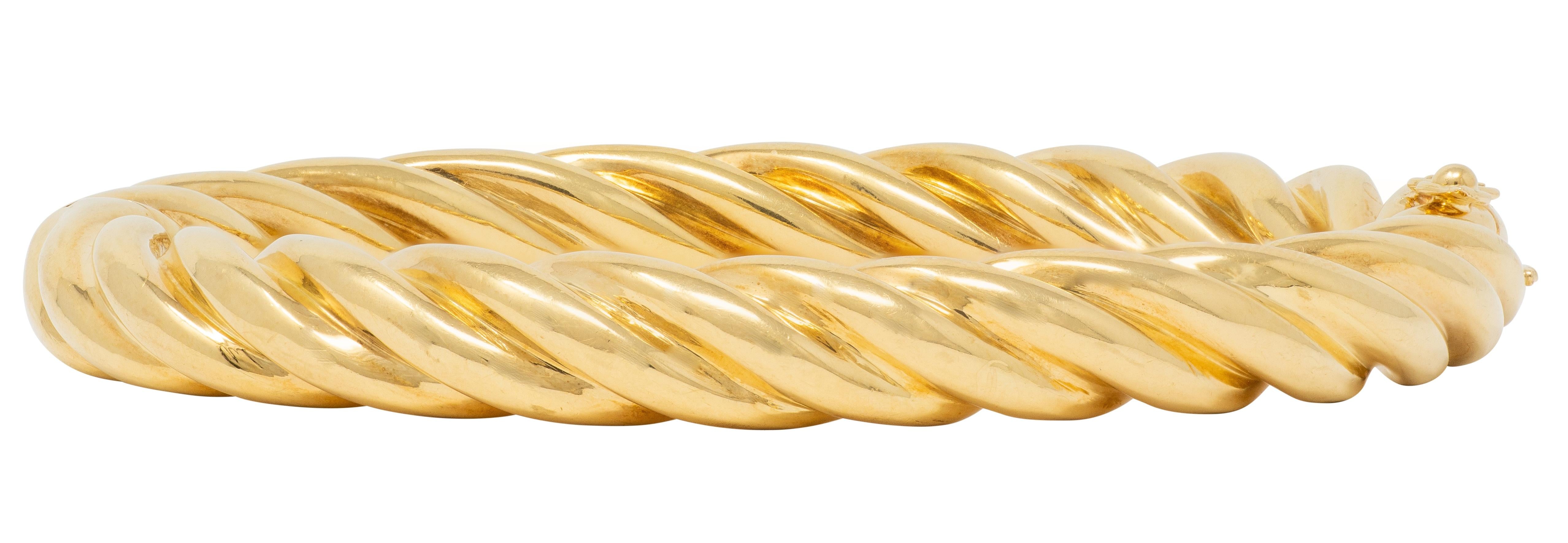 Tiffany & Co. 1990's 18 Karat Yellow Gold Vintage Twist Bangle Bracelet