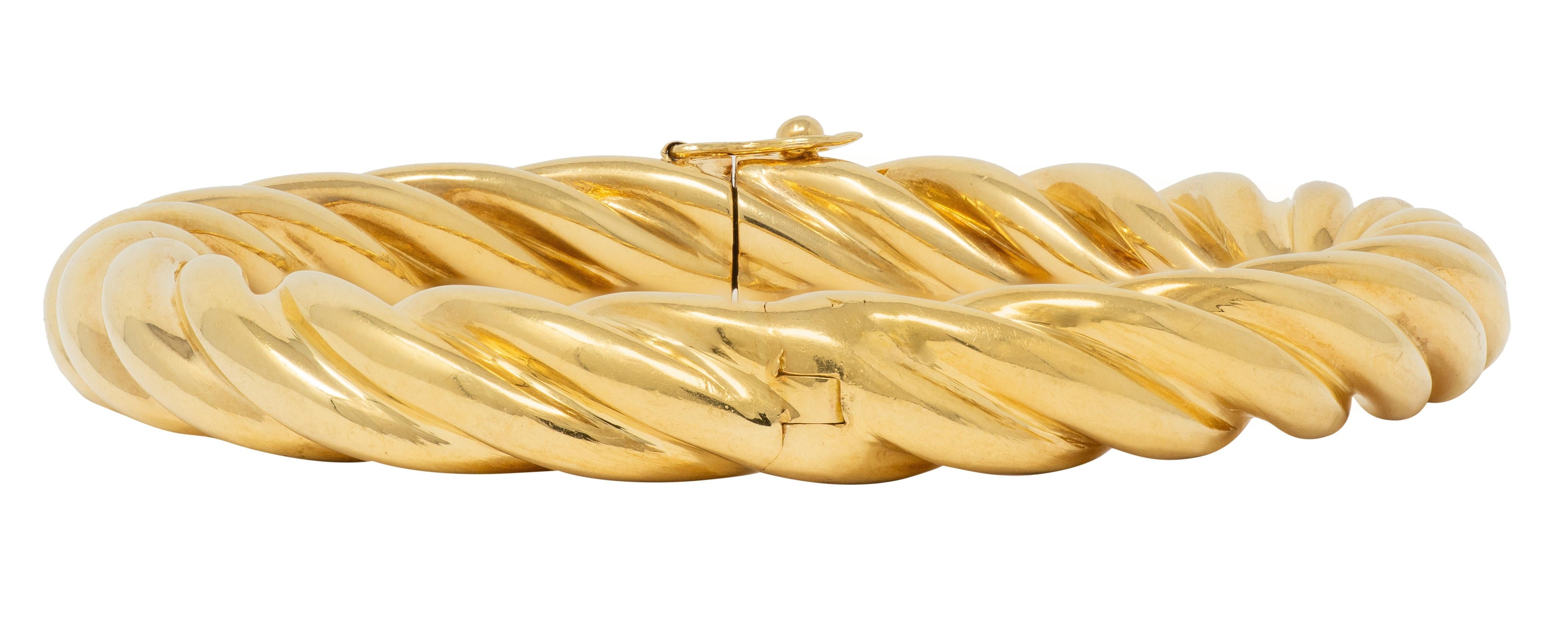 Tiffany & Co. 1990's 18 Karat Yellow Gold Vintage Twist Bangle Bracelet