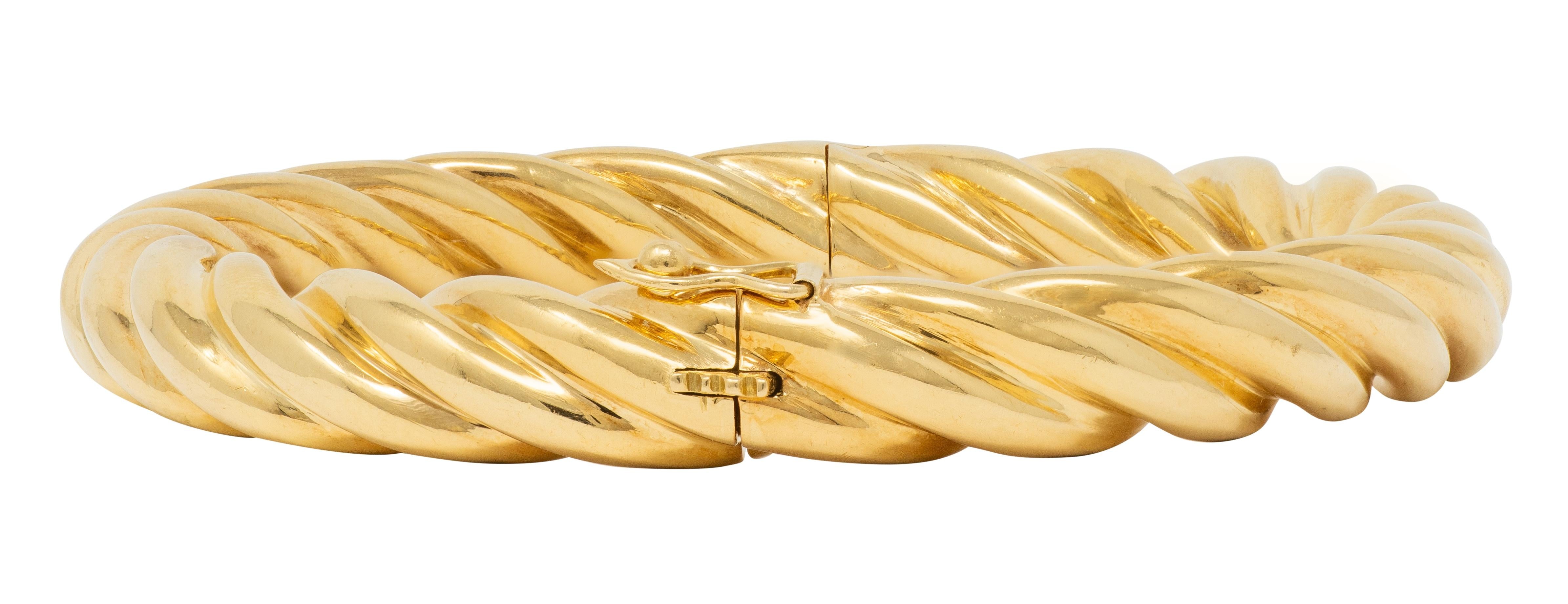 Tiffany & Co. 1990's 18 Karat Yellow Gold Vintage Twist Bangle Bracelet