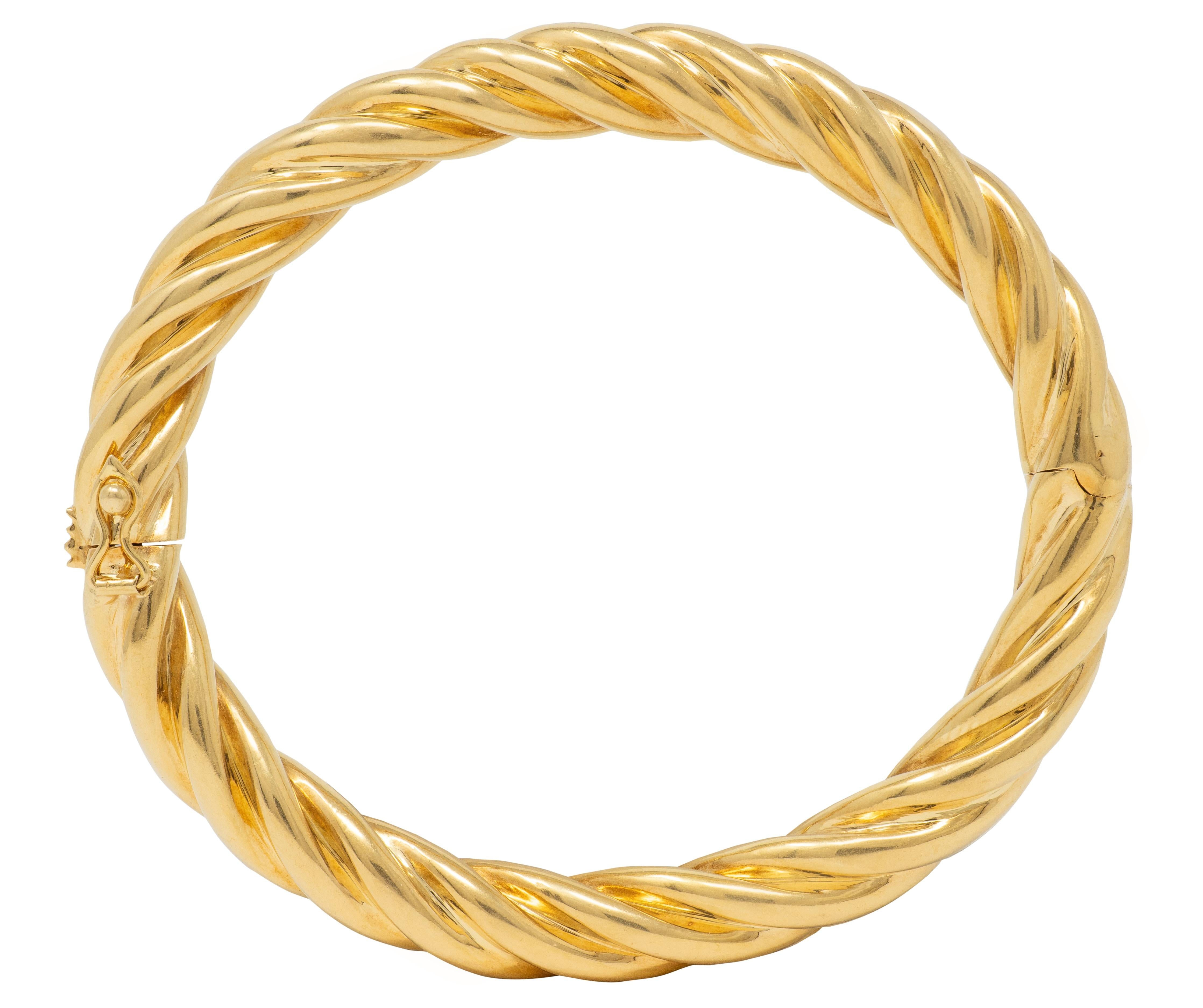 Tiffany & Co. 1990's 18 Karat Yellow Gold Vintage Twist Bangle Bracelet