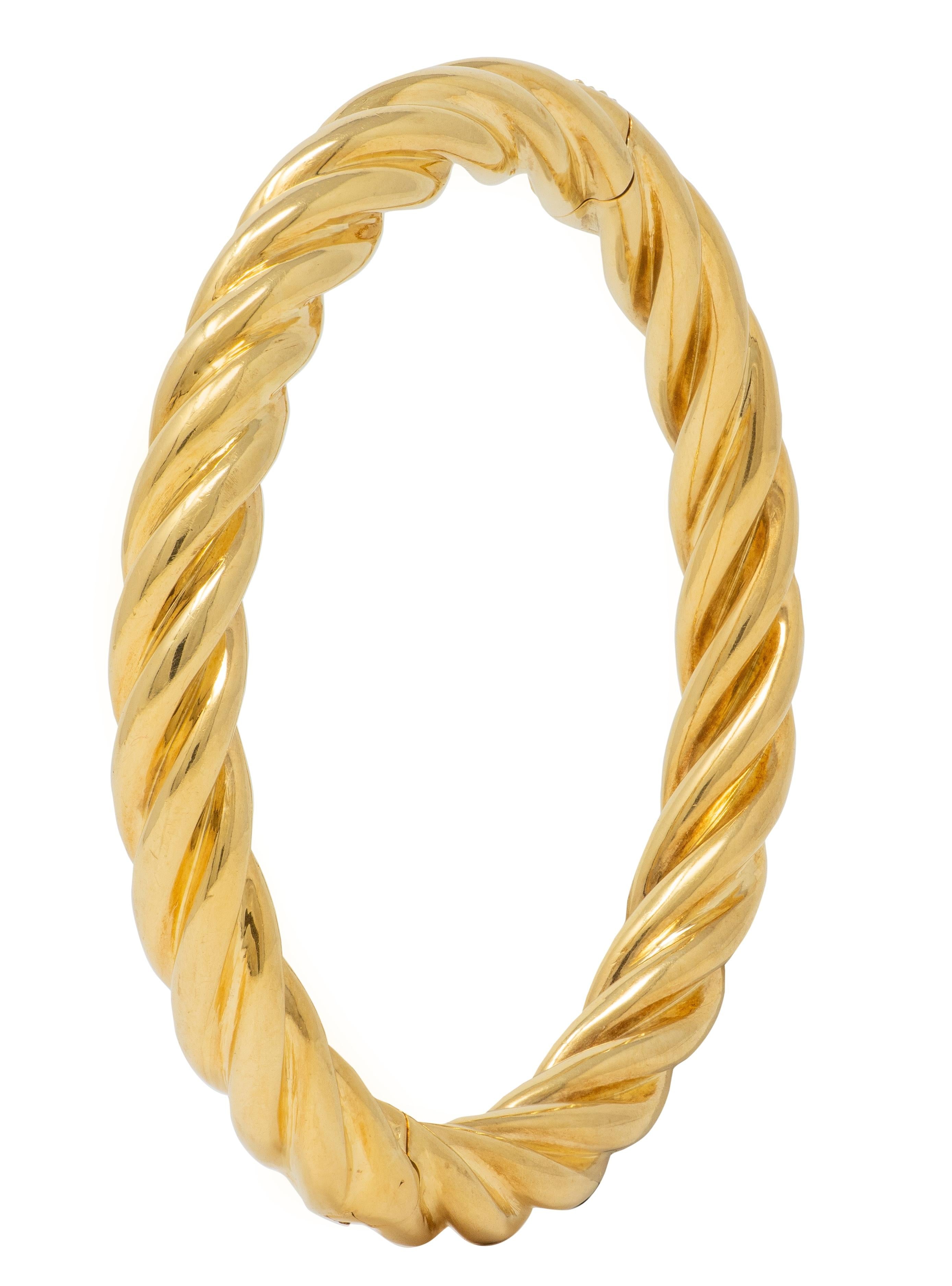 Tiffany & Co. 1990's 18 Karat Yellow Gold Vintage Twist Bangle Bracelet