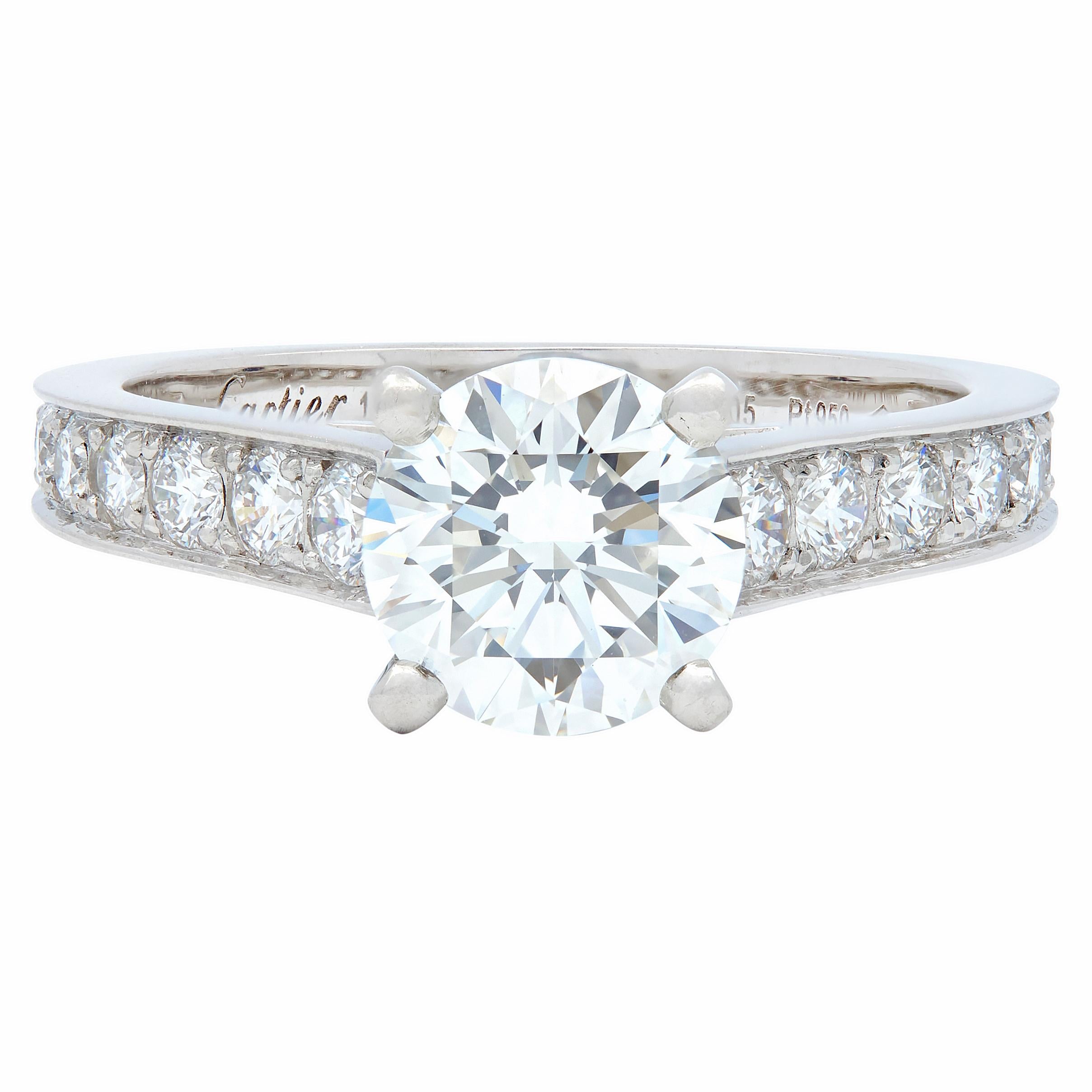 Cartier French 2.00 CTW Round Brilliant Cut Diamond Platinum Engagement Ring GIA