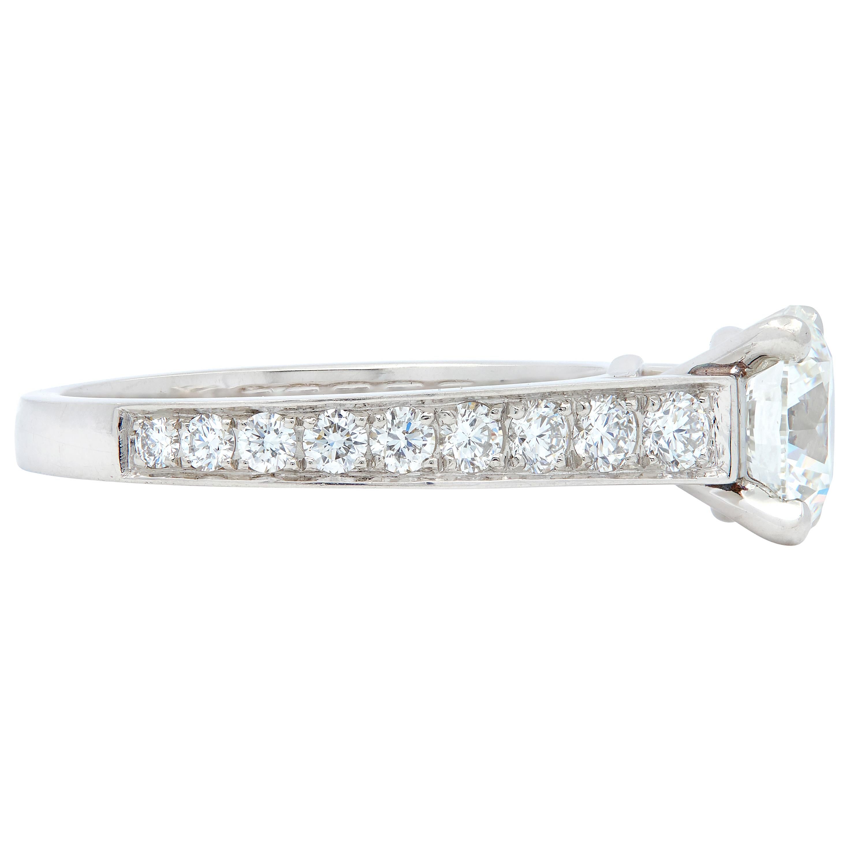 Cartier French 2.00 CTW Round Brilliant Cut Diamond Platinum Engagement Ring GIA