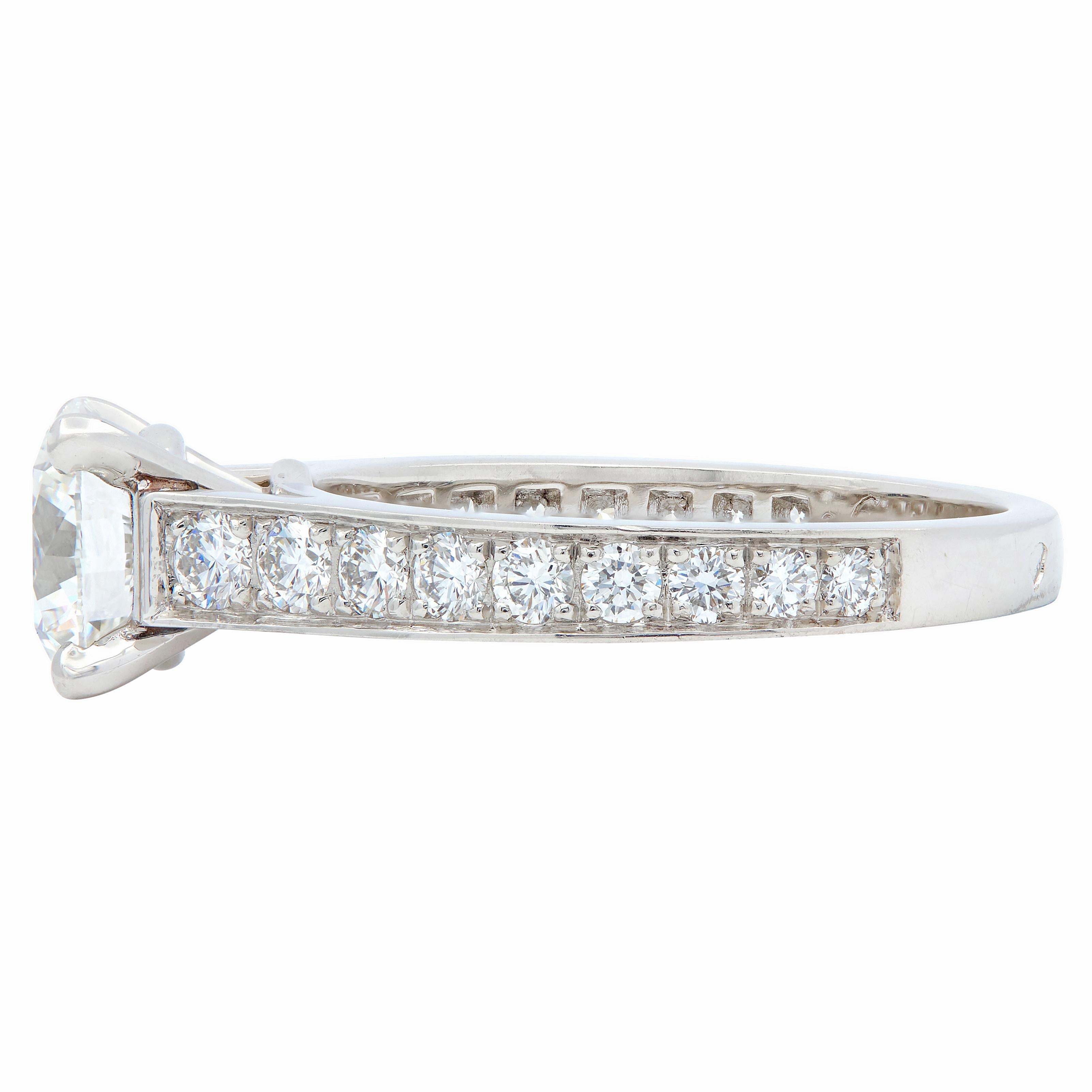 Cartier French 2.00 CTW Round Brilliant Cut Diamond Platinum Engagement Ring GIA