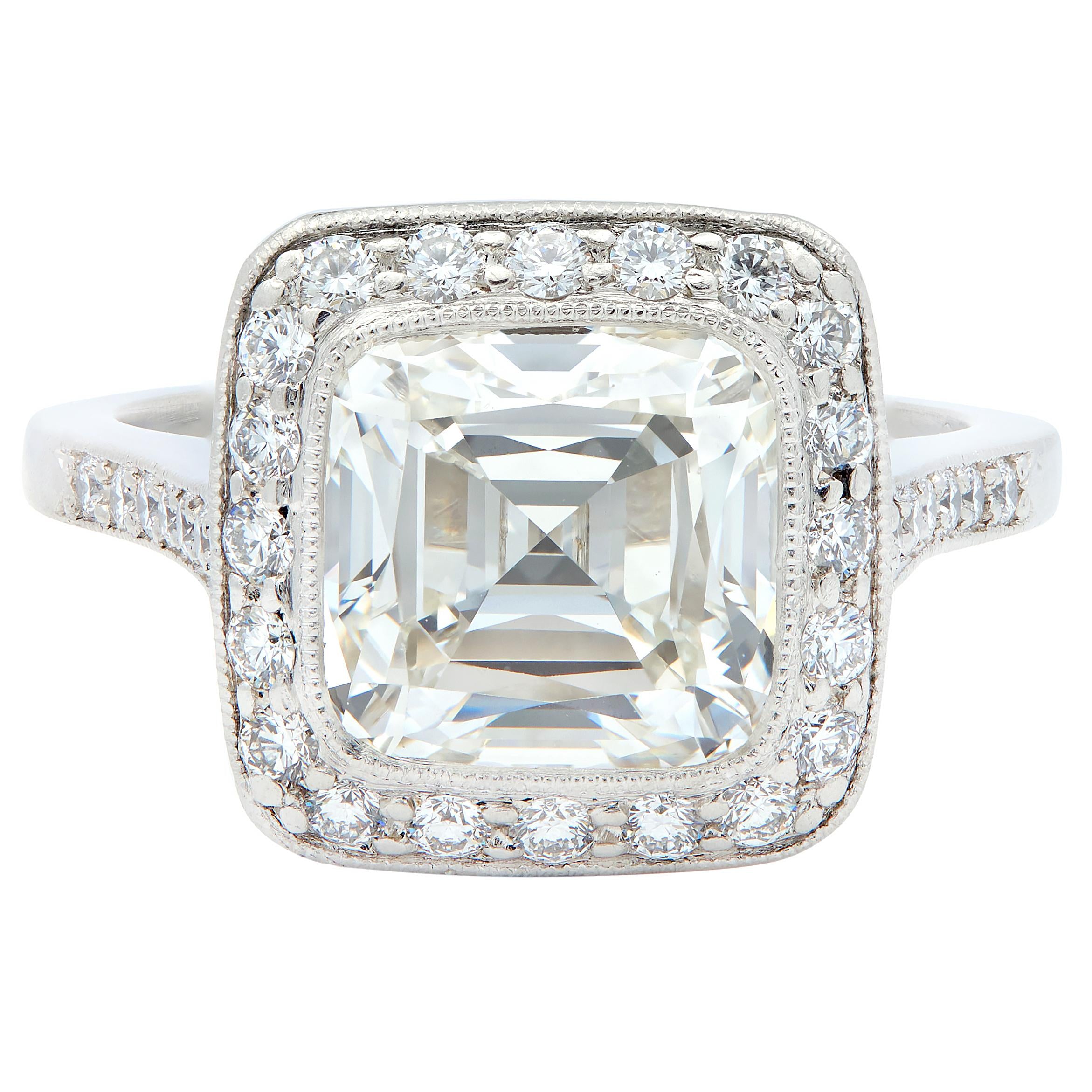 Tiffany & Co. 3.96 CTW Legacy Diamond Platinum Halo Engagement Ring GIA