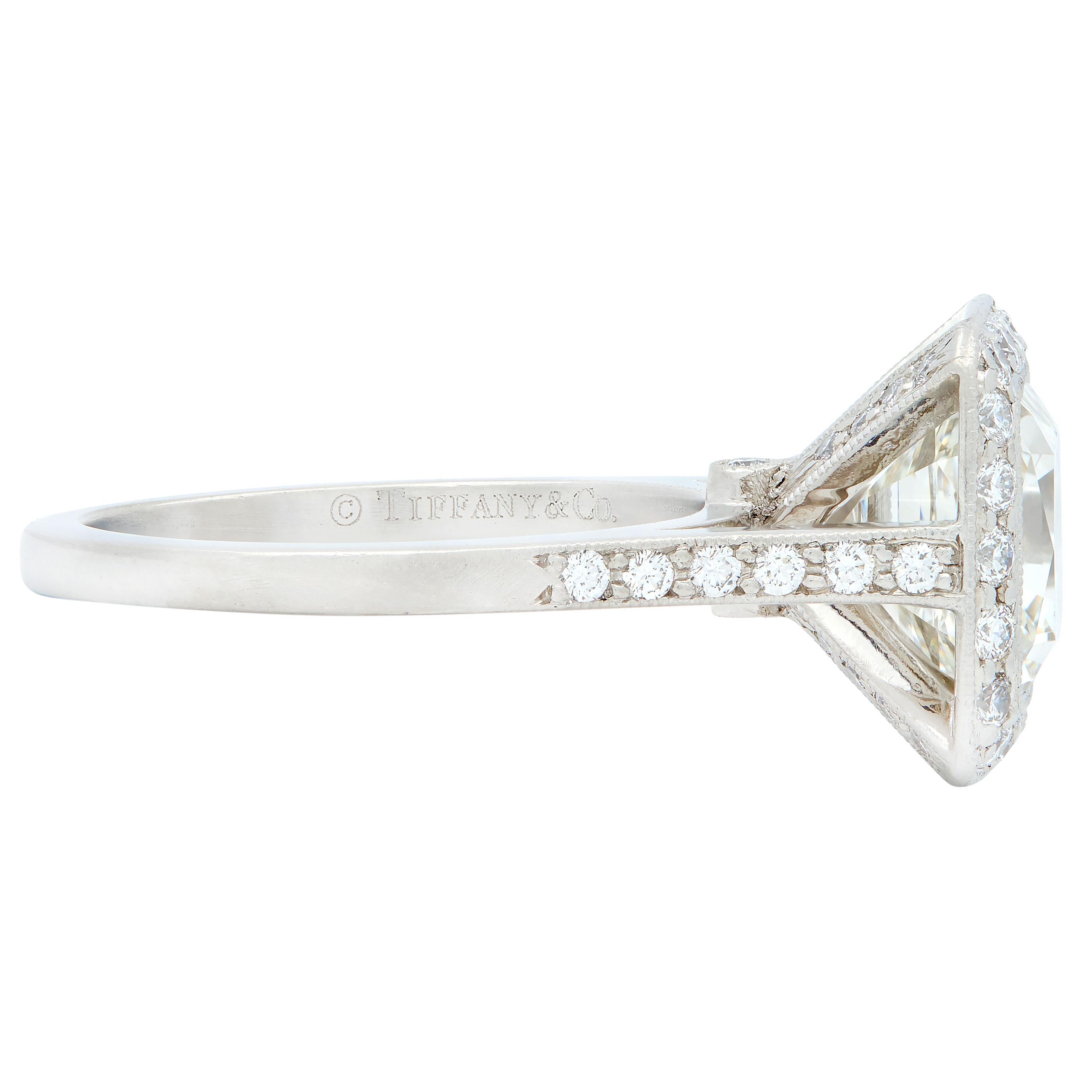 Tiffany & Co. 3.96 CTW Legacy Diamond Platinum Halo Engagement Ring GIA