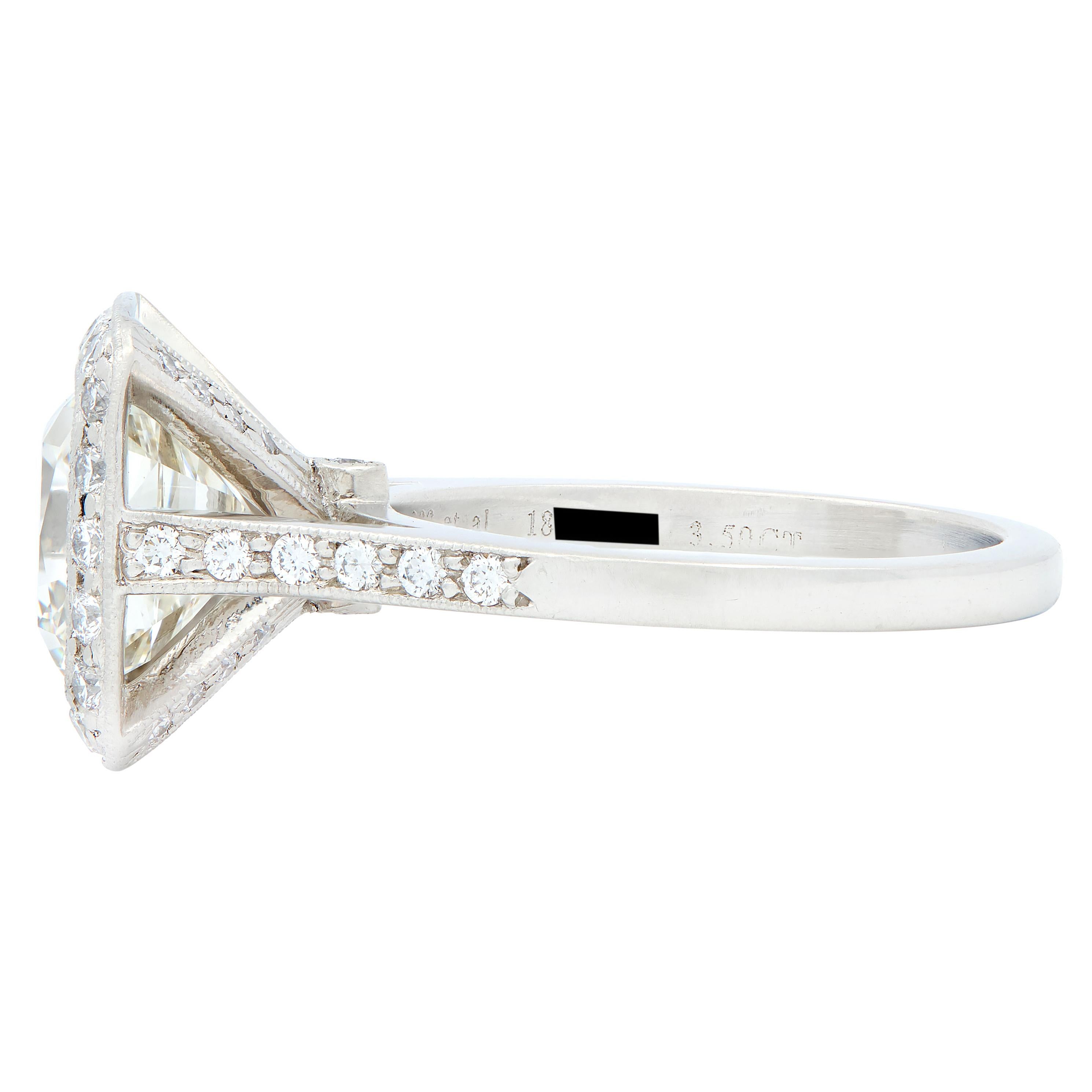 Tiffany & Co. 3.96 CTW Legacy Diamond Platinum Halo Engagement Ring GIA