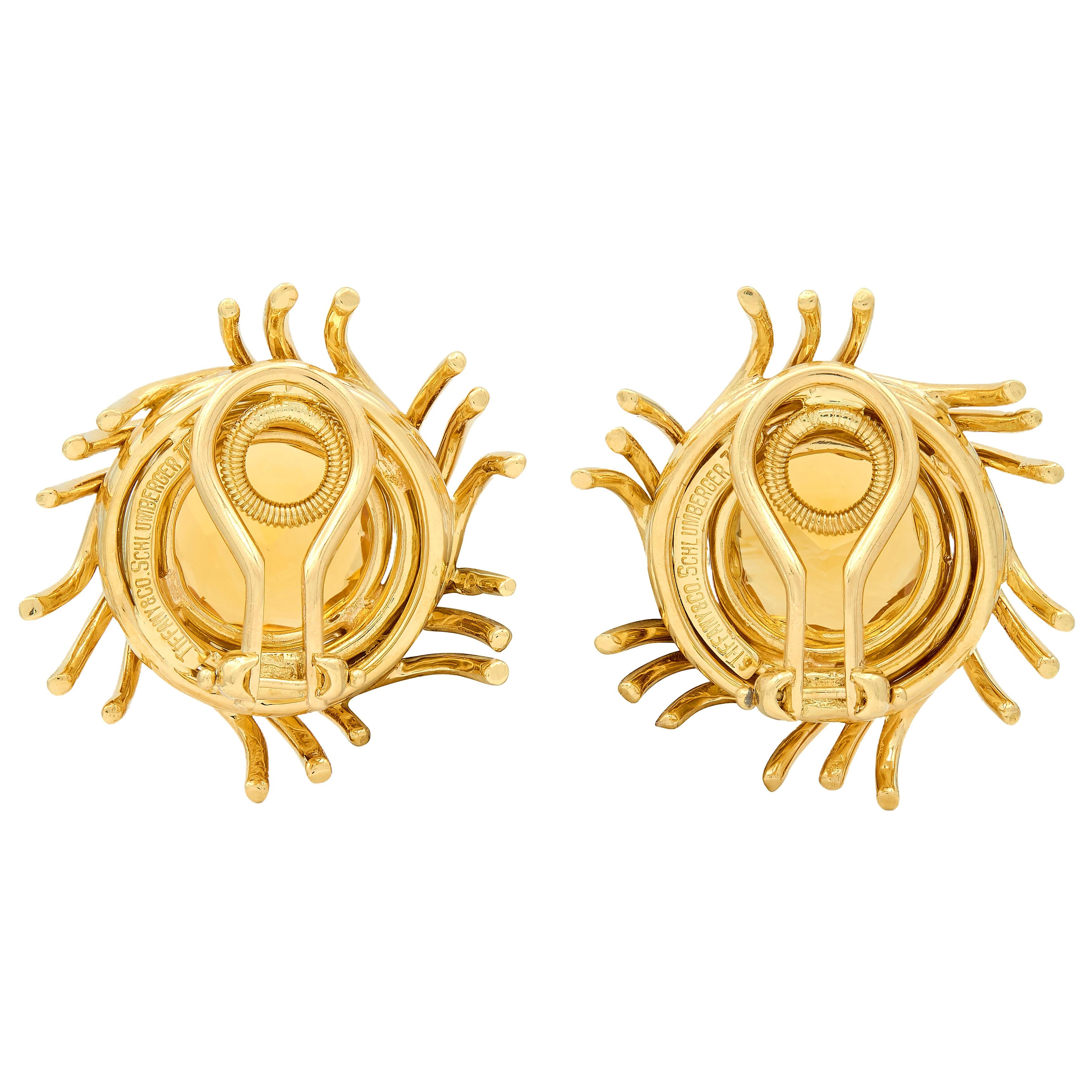 Tiffany & Co. Schlumberger Citrine 18K Gold Vintage Pinwheel Ear-Clip Earrings