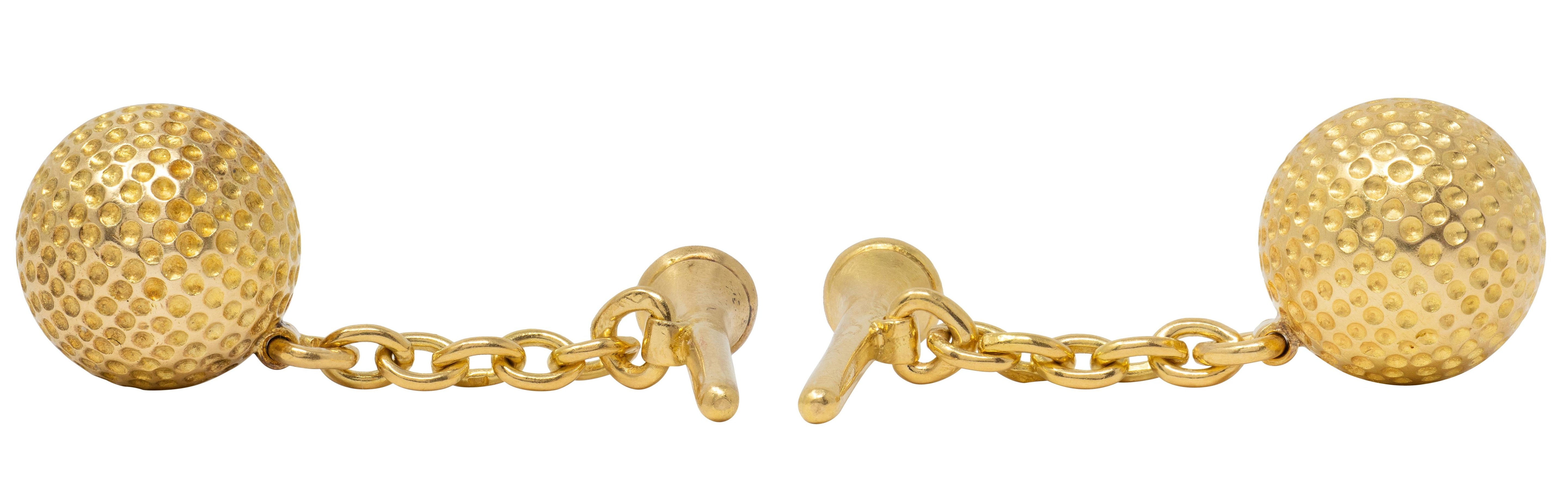 1960's French 18 Karat Yellow Gold Vintage Golf Cufflinks