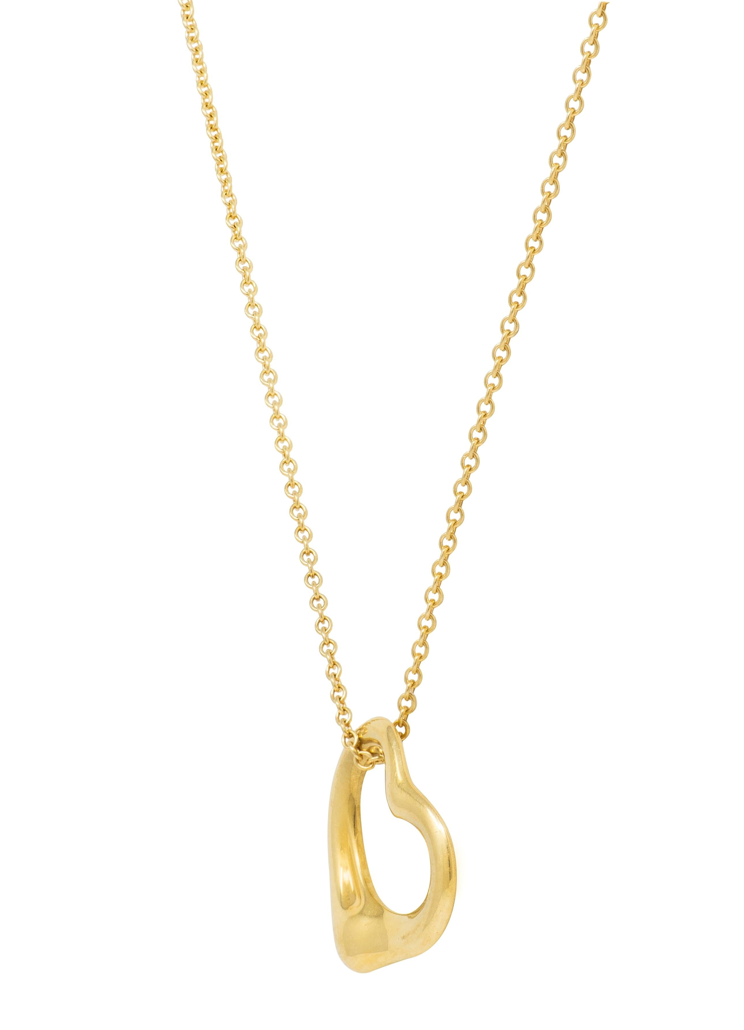 Tiffany & Co. 1990's 18 Karat Yellow Gold Vintage Small Open Heart Necklace