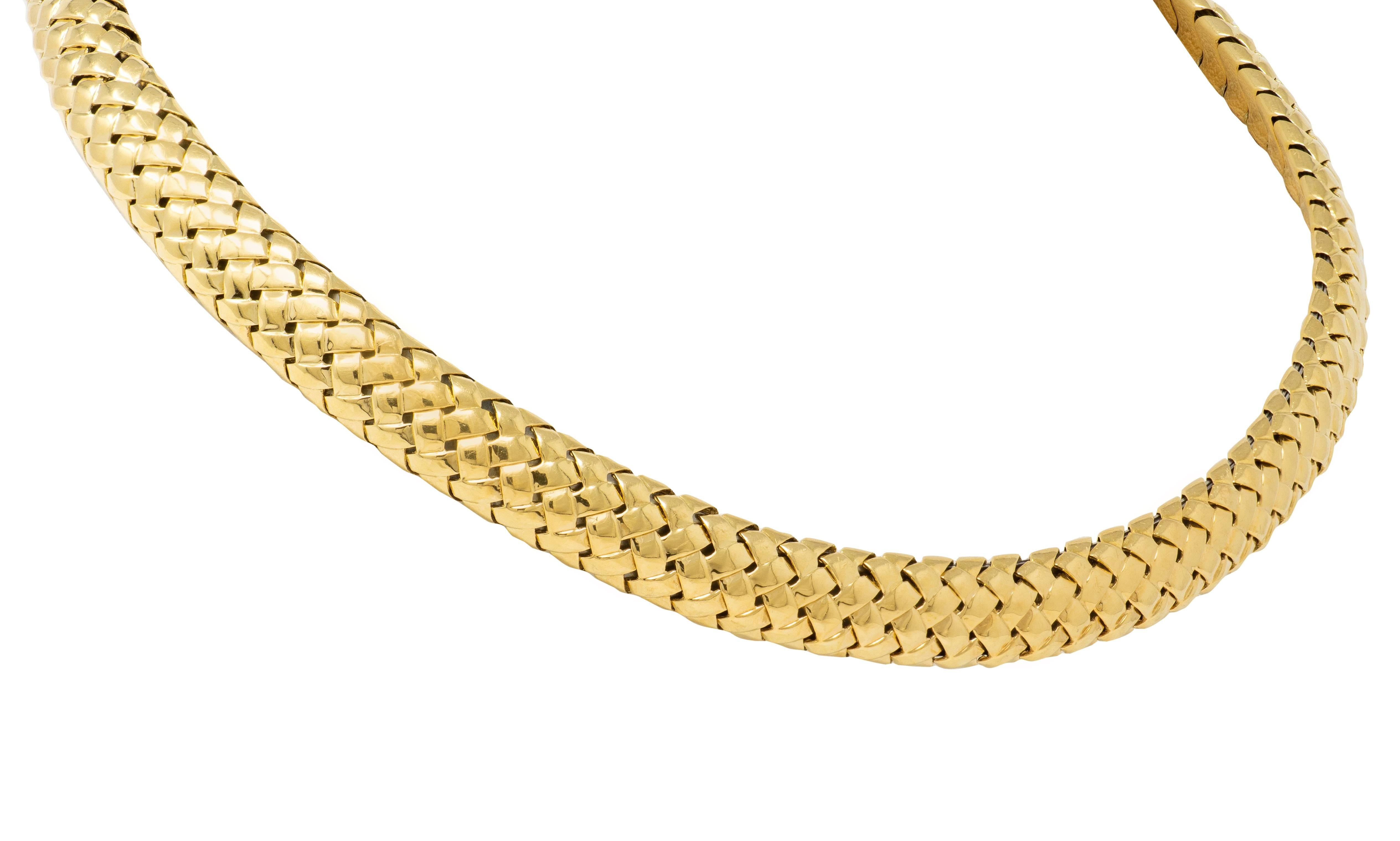 Tiffany & Co. 1997 18 Karat Yellow Gold Vintage Woven Vannerie Collar Necklace