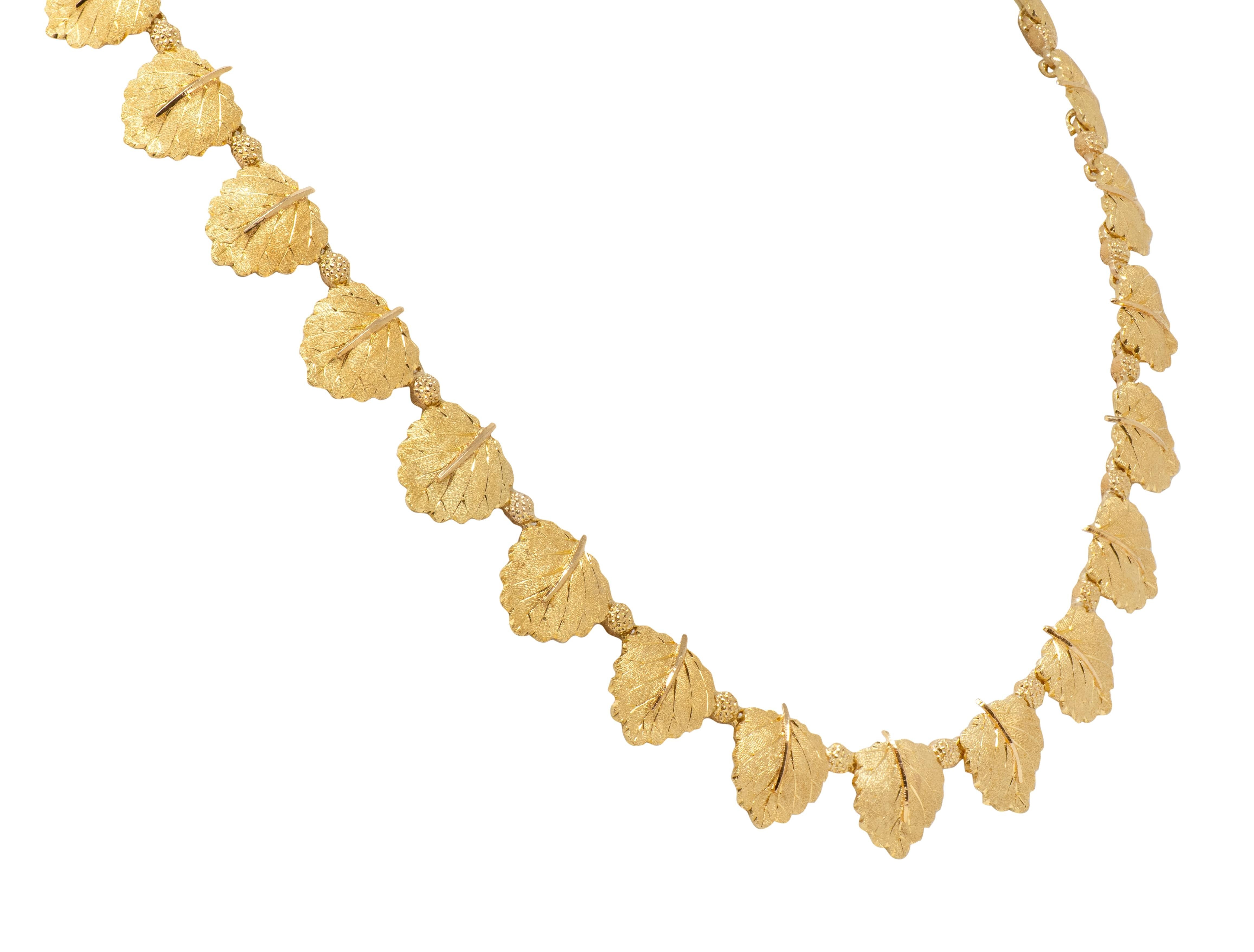 Mario Buccellati 1970's 18K Gold Vintage Mulberry Leaf & Berry Chain Necklace