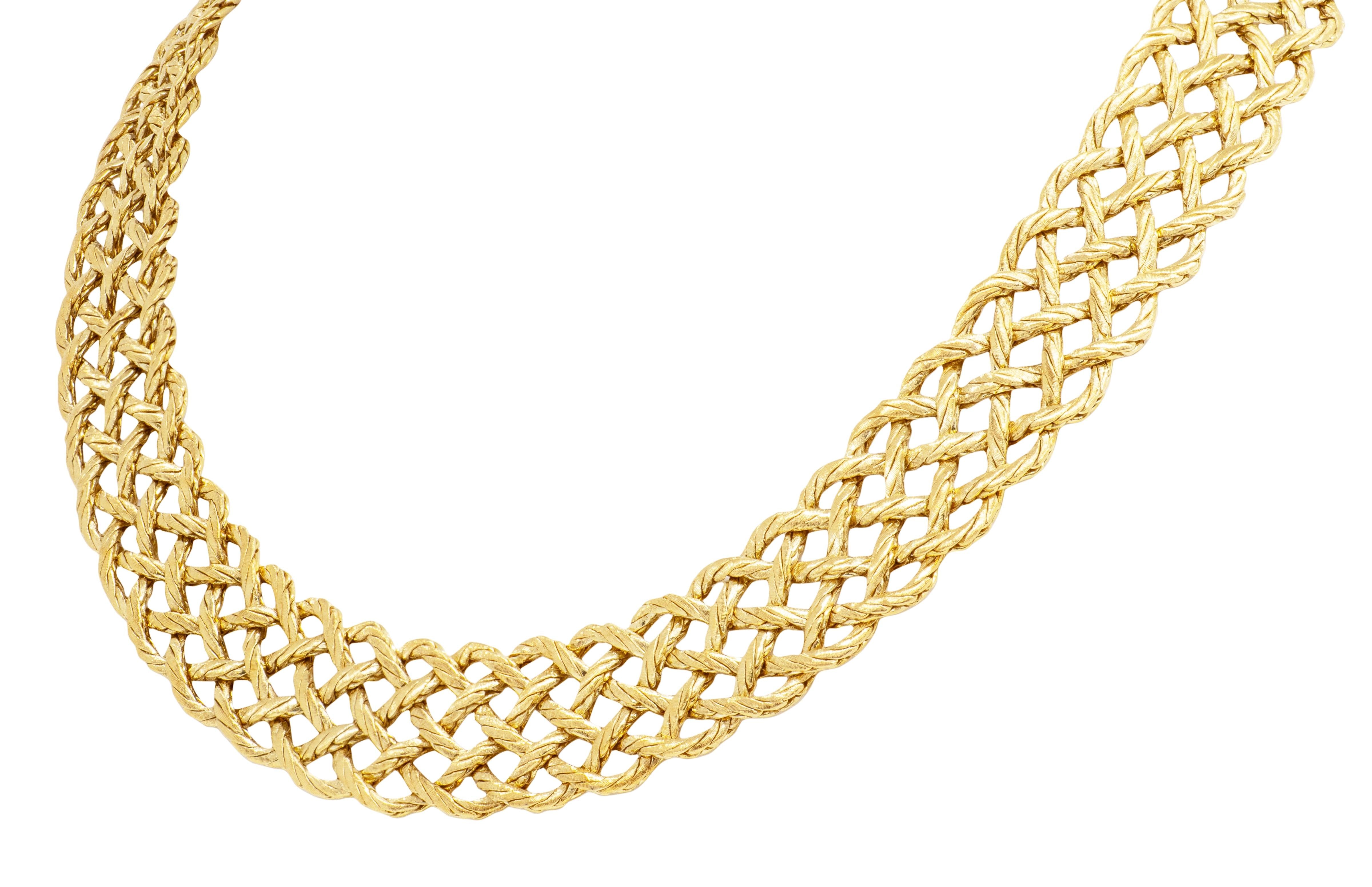 Buccellati 18 Karat Yellow Gold Woven Crepe De Chine Collar Necklace