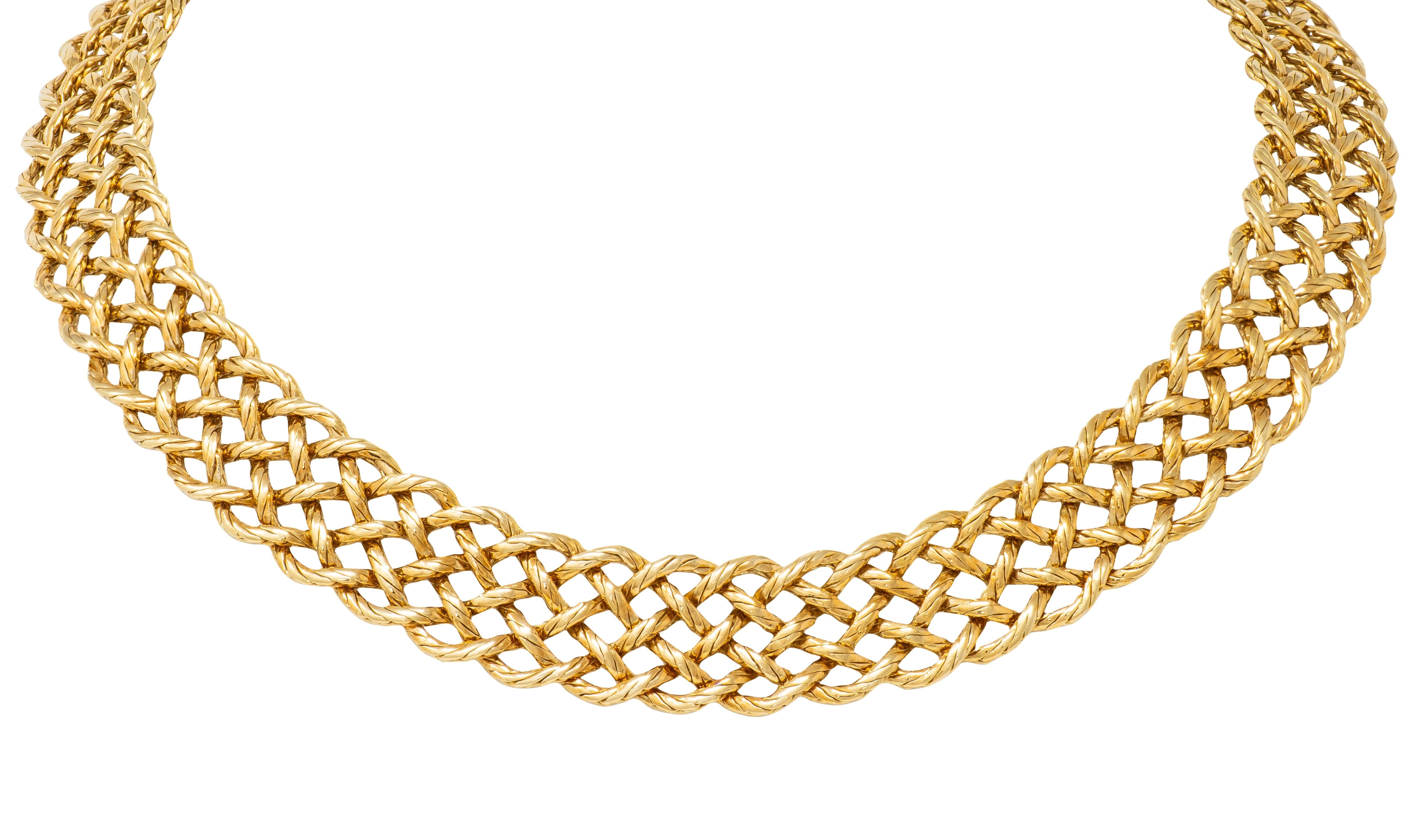 Buccellati 18 Karat Yellow Gold Woven Crepe De Chine Collar Necklace