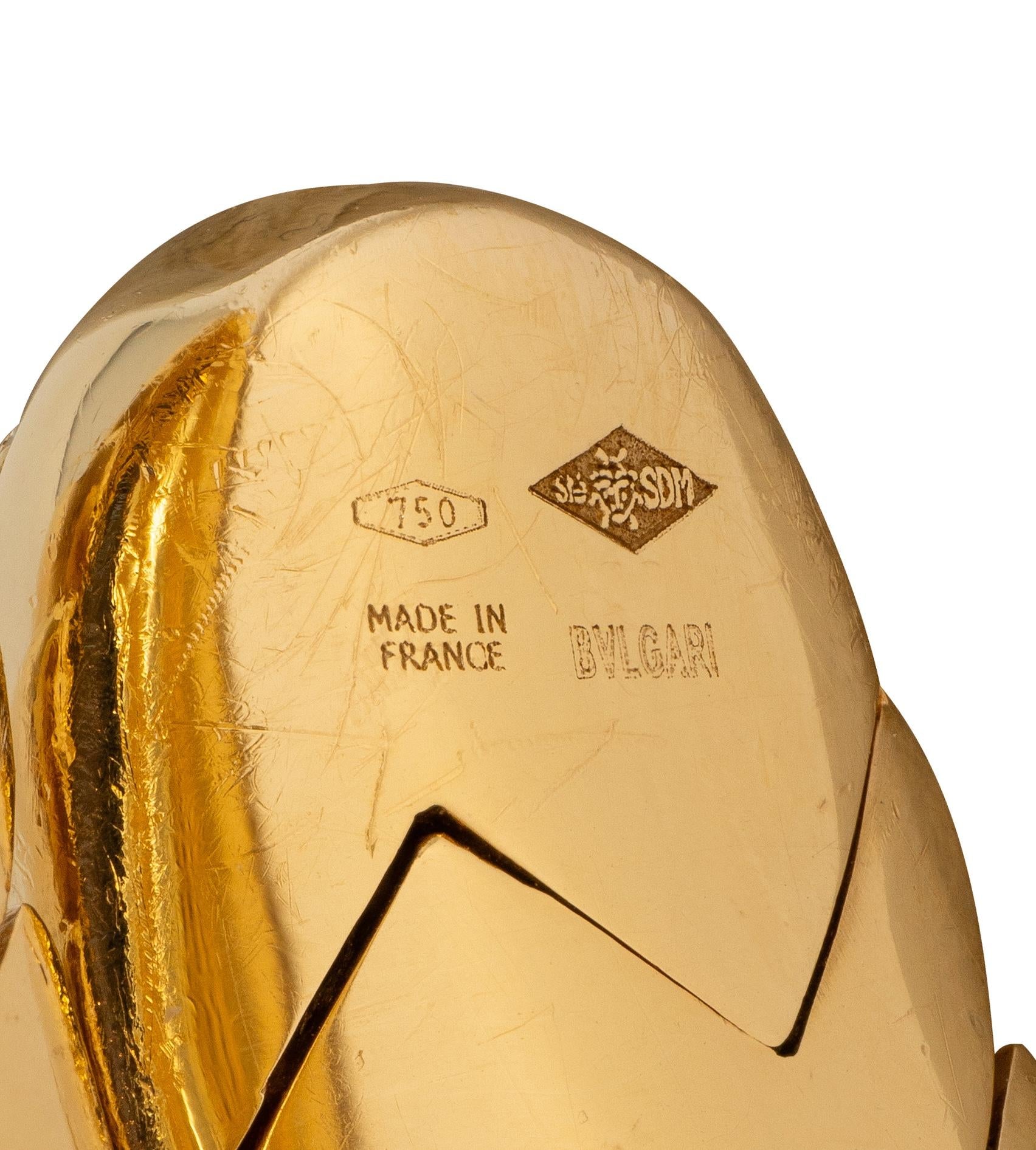 Bvlgari French 1970's Diamond 18K Gold Yellow Vintage Triple Spiga Wrap Bracelet