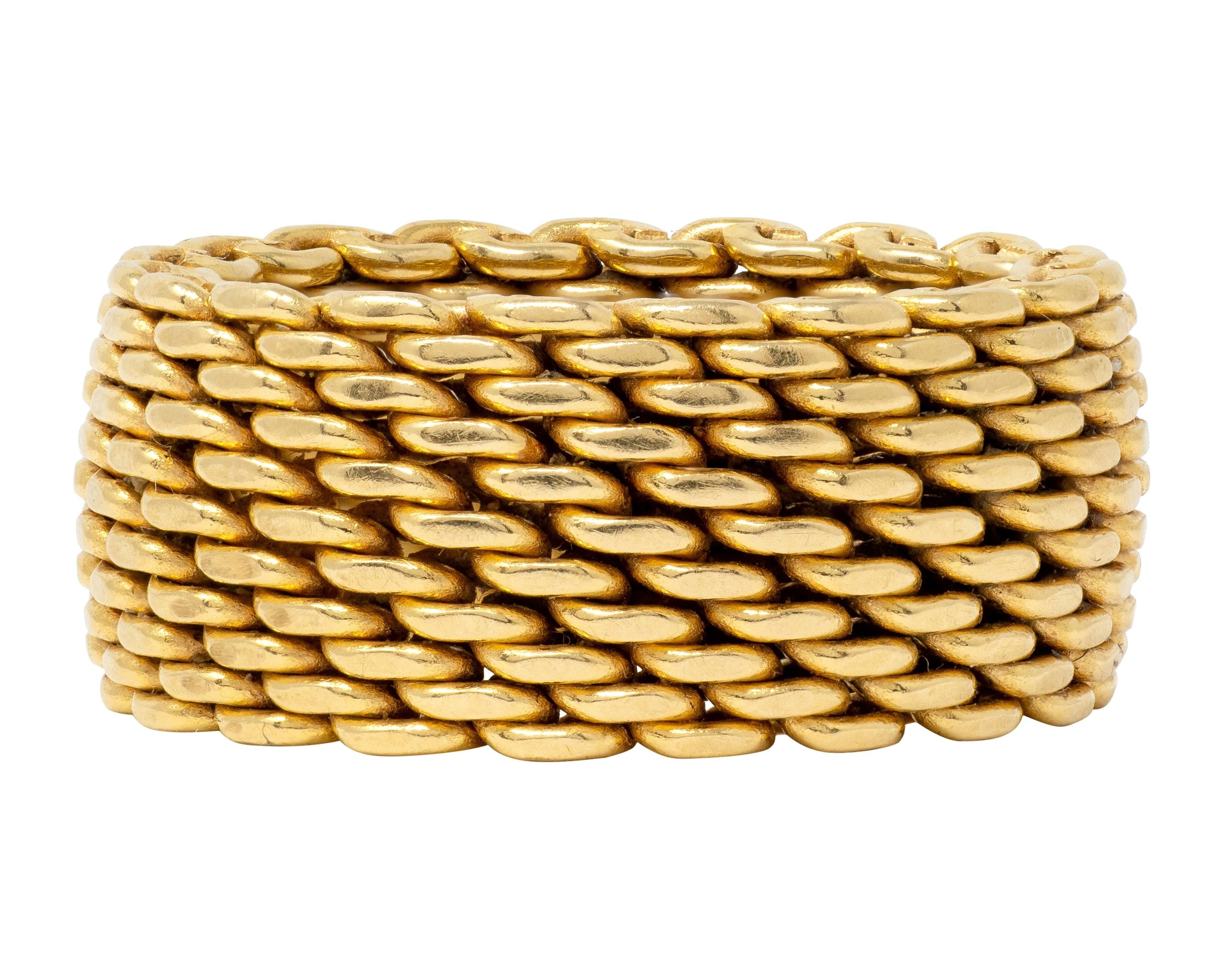 Tiffany & Co. 2000's 18 Karat Yellow Gold Somerset Mesh Band Ring
