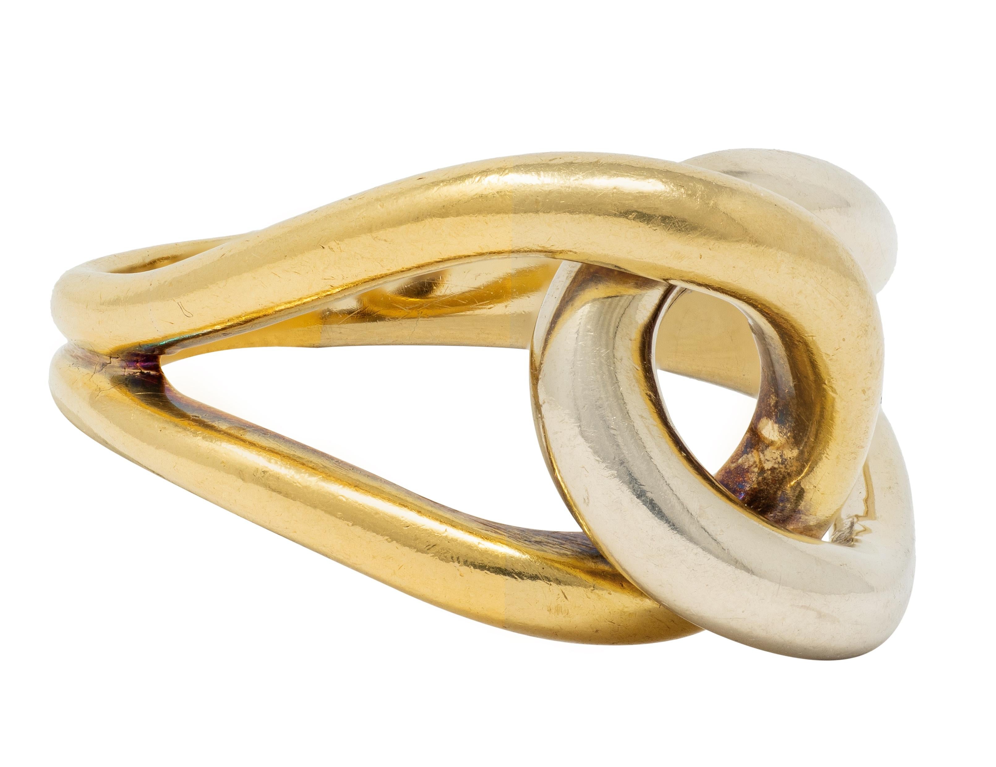 Cartier 1970's 18 Karat Two-Tone Yellow White Gold Vintage locking Loop Ring