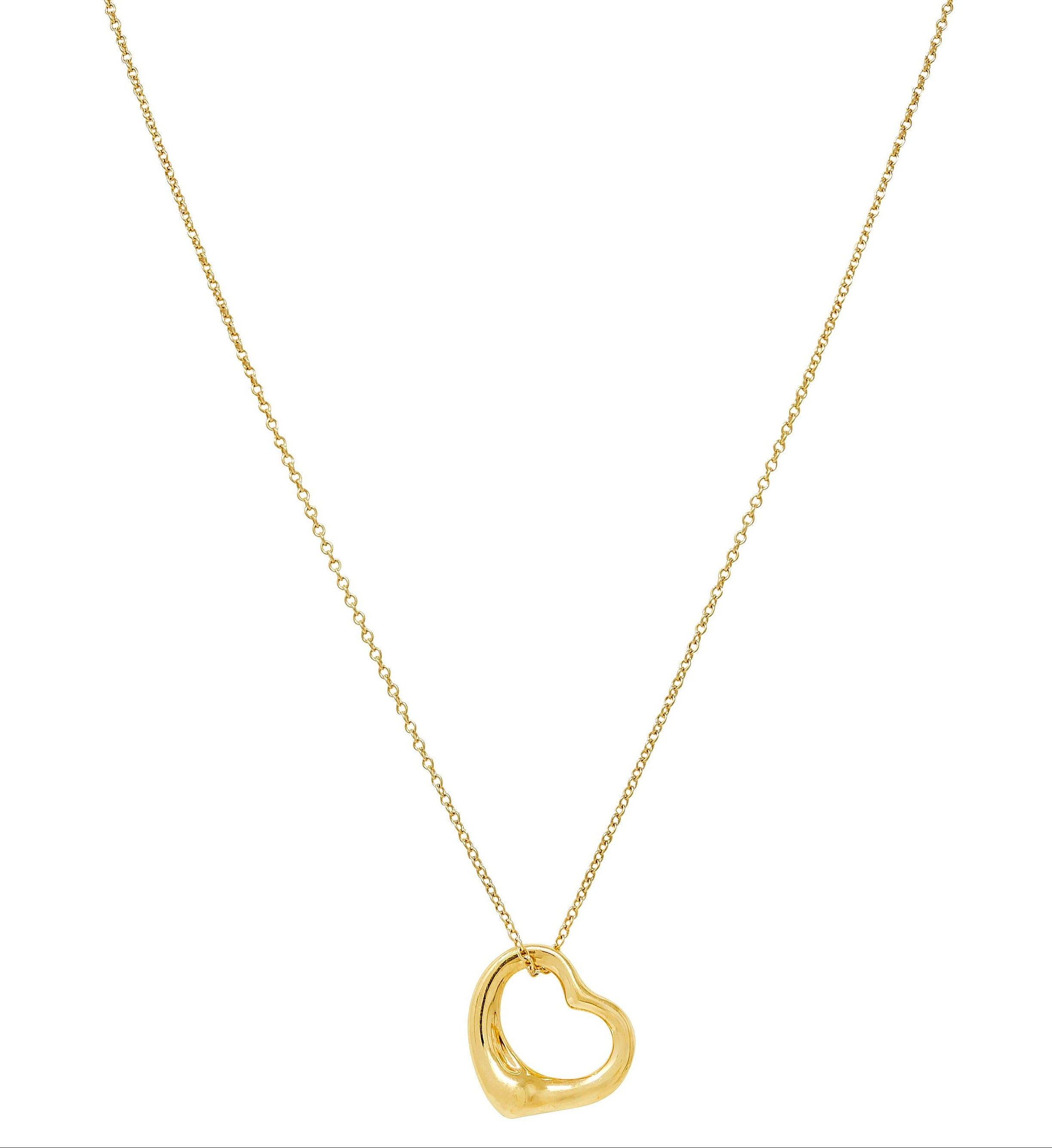 Tiffany & Co. Elsa Peretti 18K Yellow Gold Small Open Heart Pendant Necklace