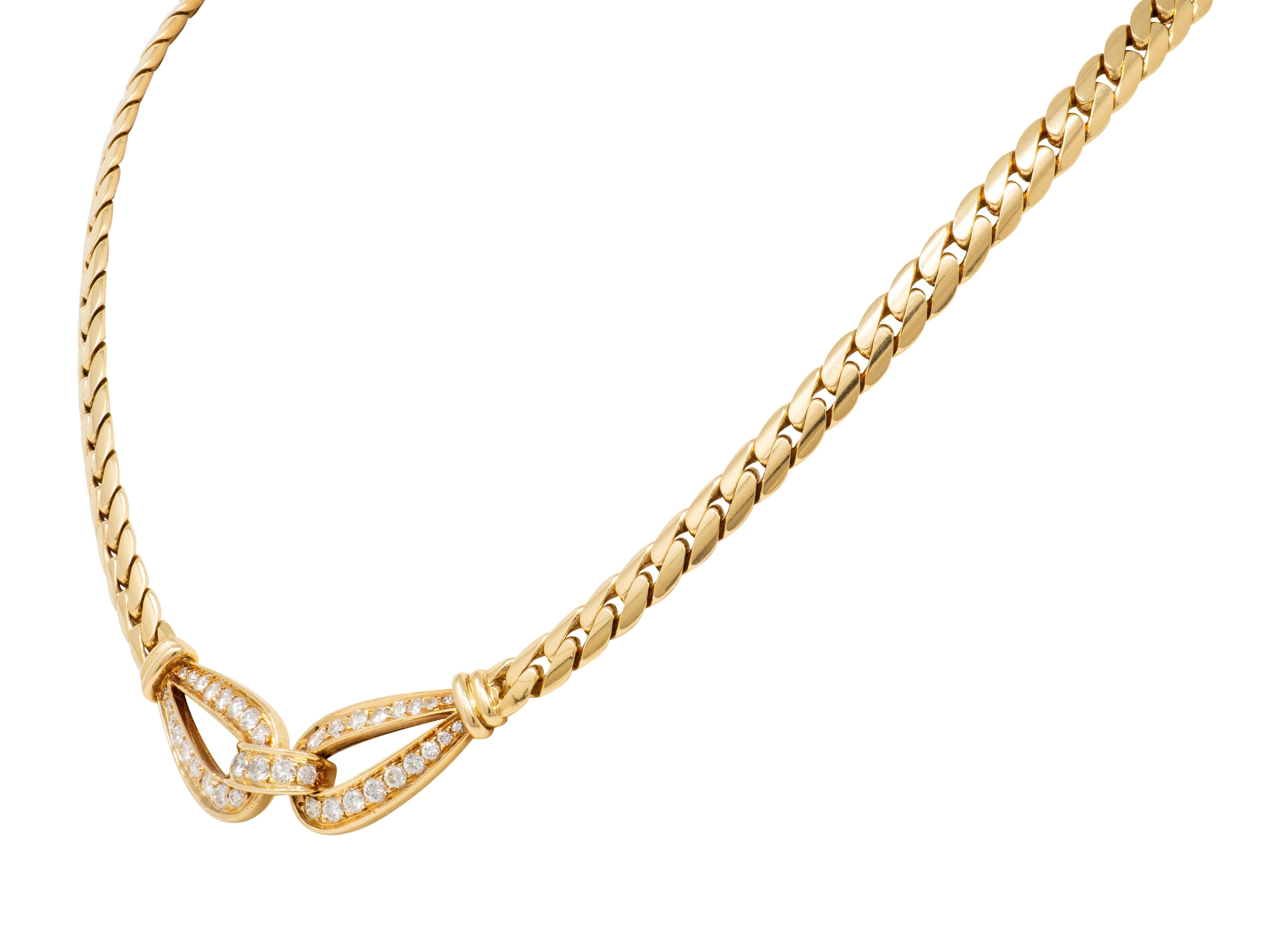 Cartier 1970's Diamond 18 Karat Yellow Gold Vintage Agrafe Station Necklace