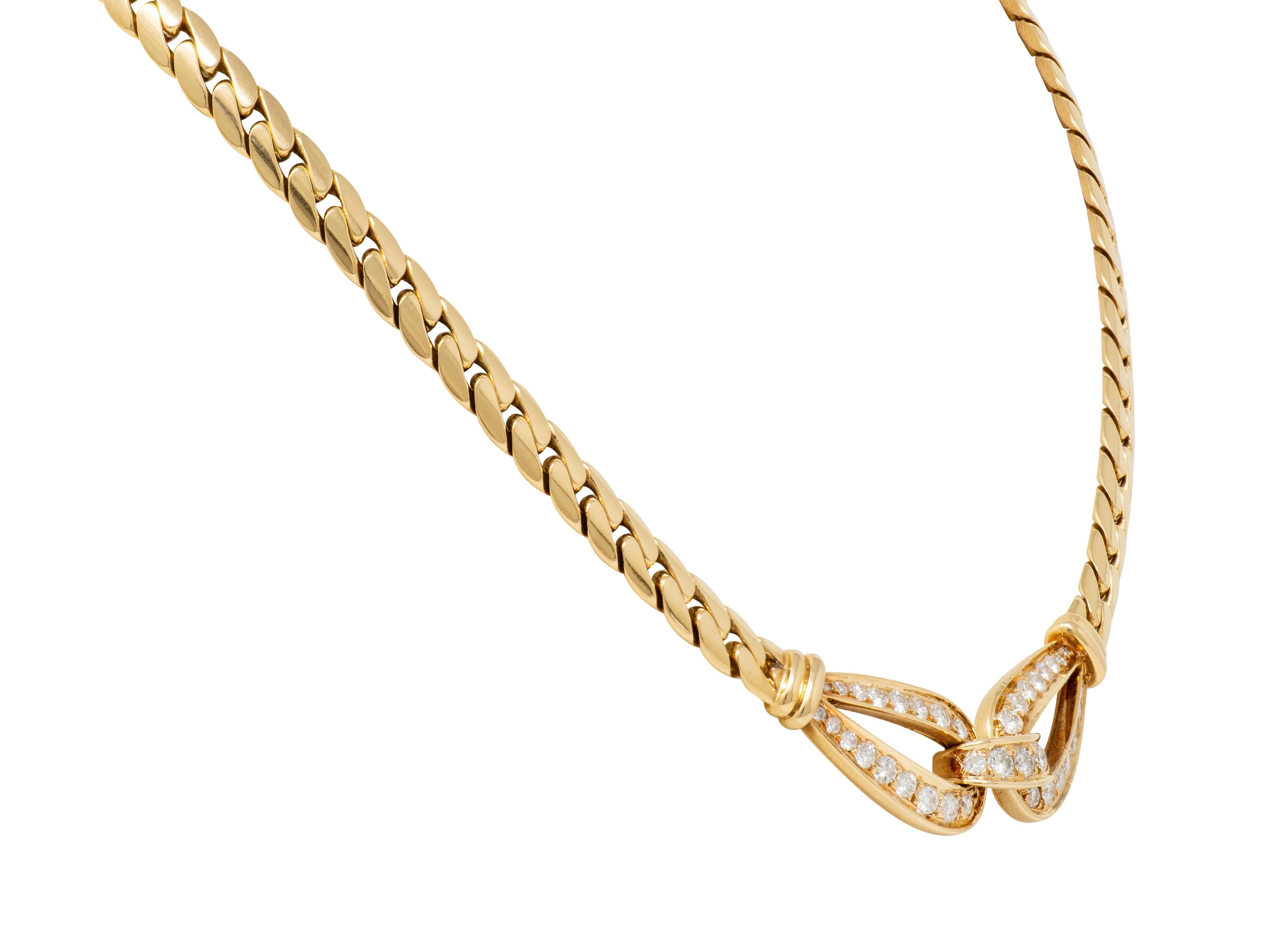 Cartier 1970's Diamond 18 Karat Yellow Gold Vintage Agrafe Station Necklace