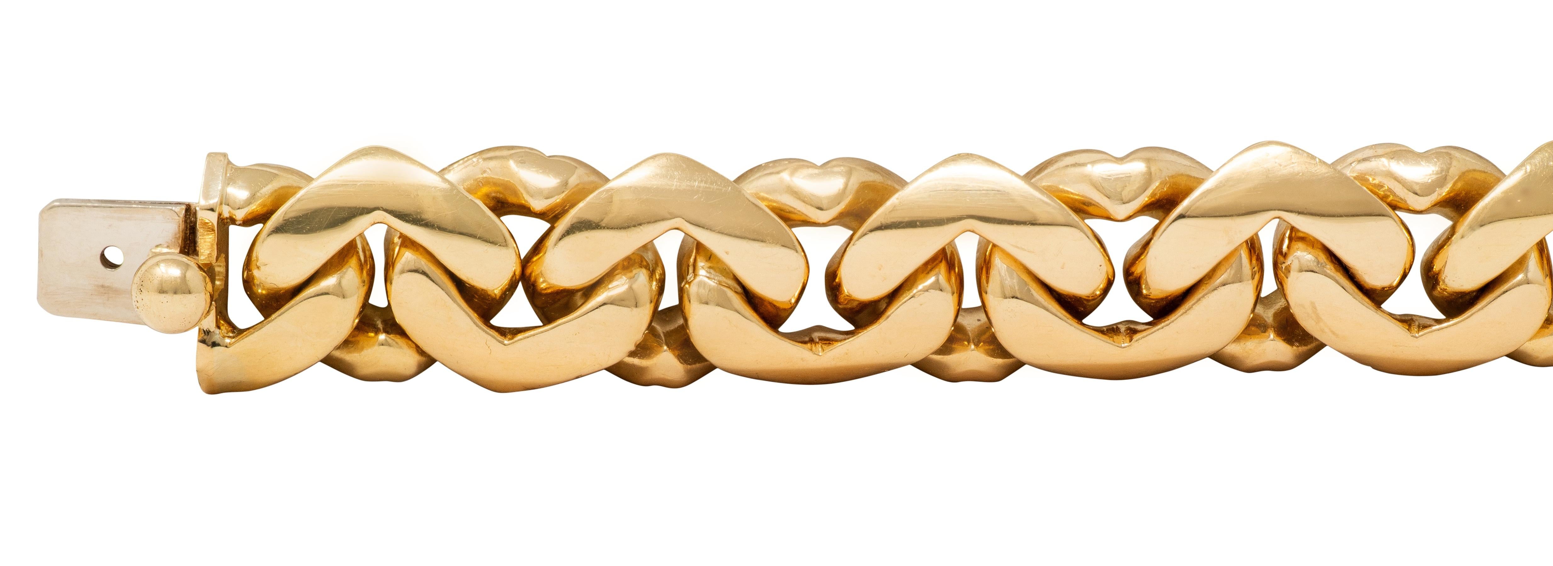 Bulgari 1970's 18 Karat Yellow Gold Vintage Chestnut Unisex Link Bracelet