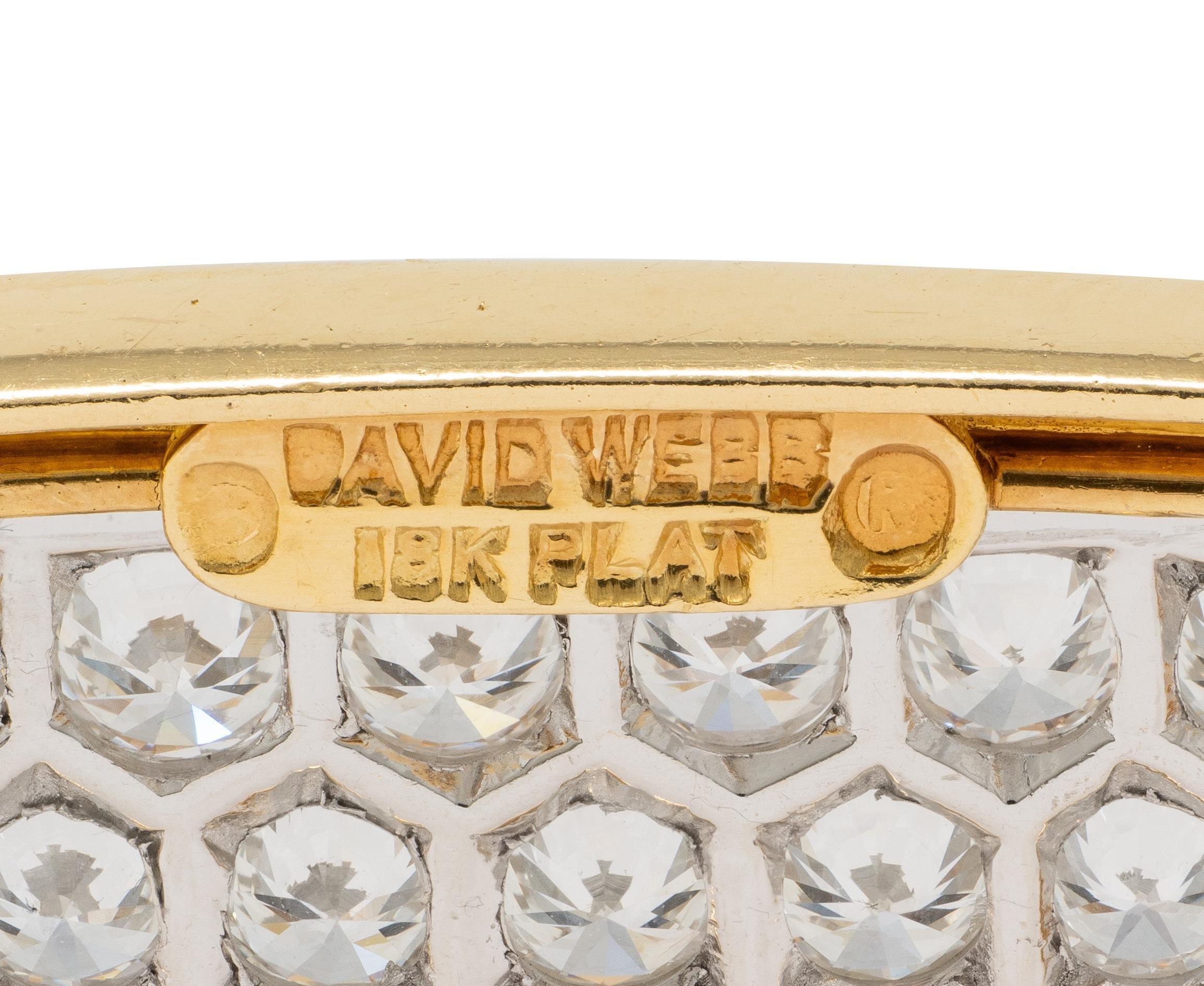 David Webb 1980's Diamond 18K Yellow Gold Platinum Vintage Pavé Station Necklace