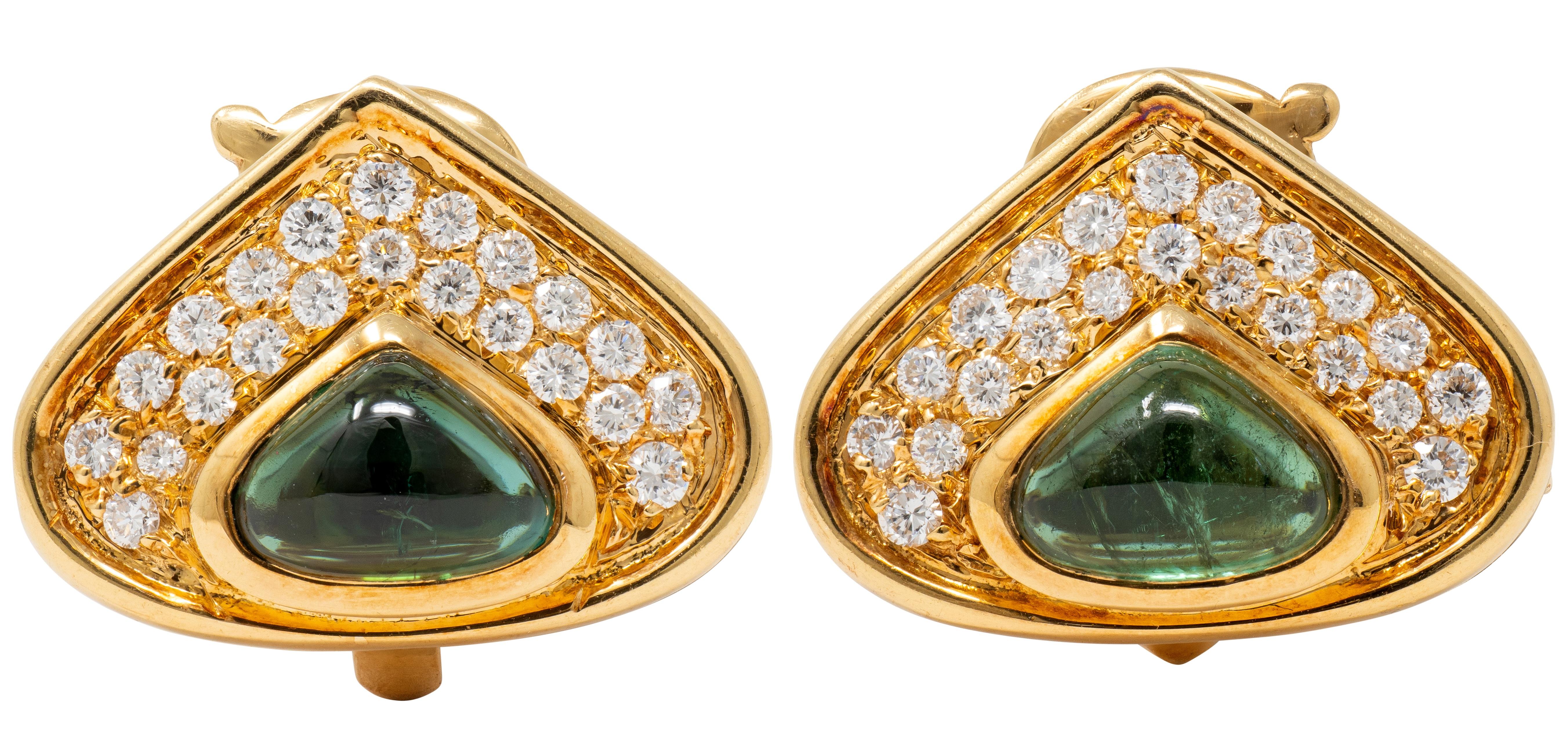 Marina B. Multi-Gem 18K Gold Vintage Interchangeable Pneu Drop Ear-Clip Earrings