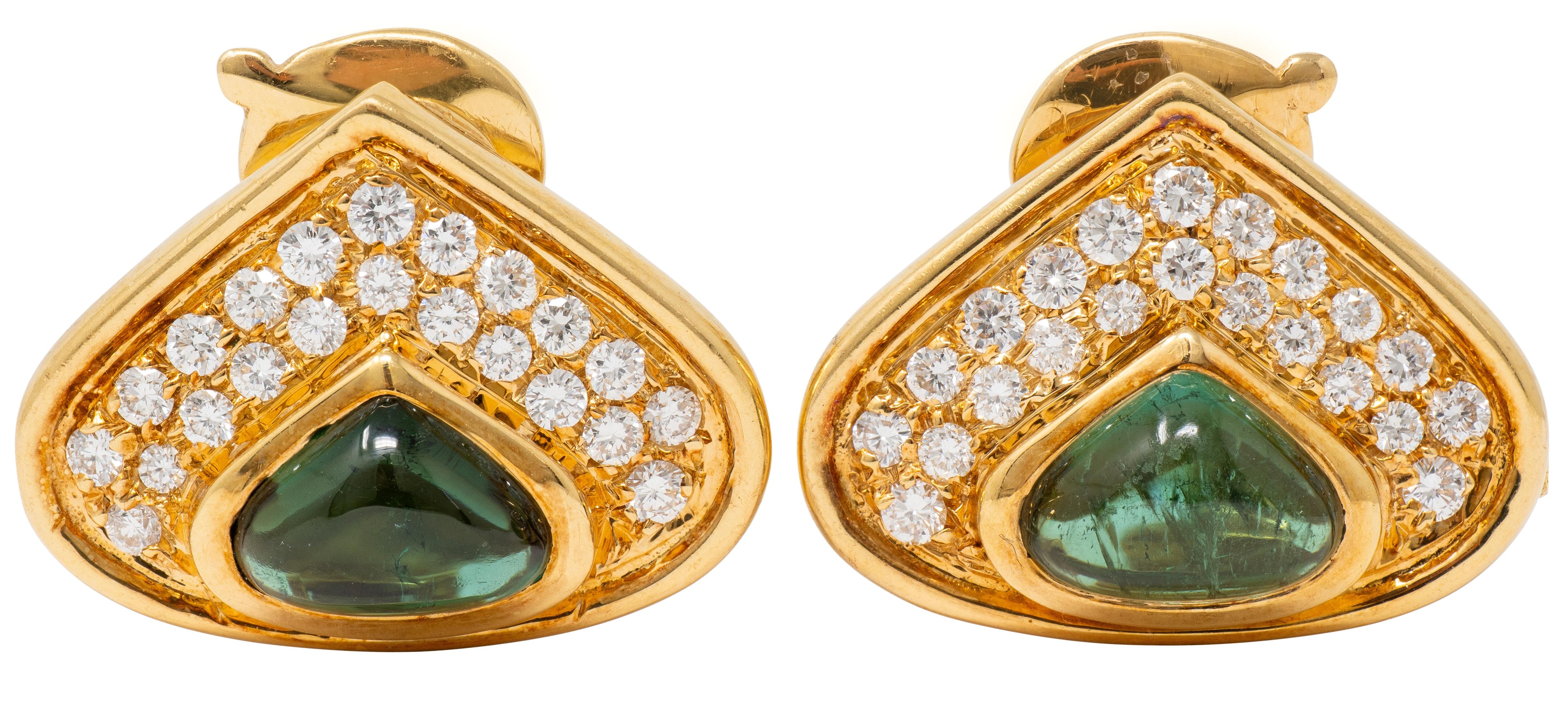 Marina B. Multi-Gem 18K Gold Vintage Interchangeable Pneu Drop Ear-Clip Earrings