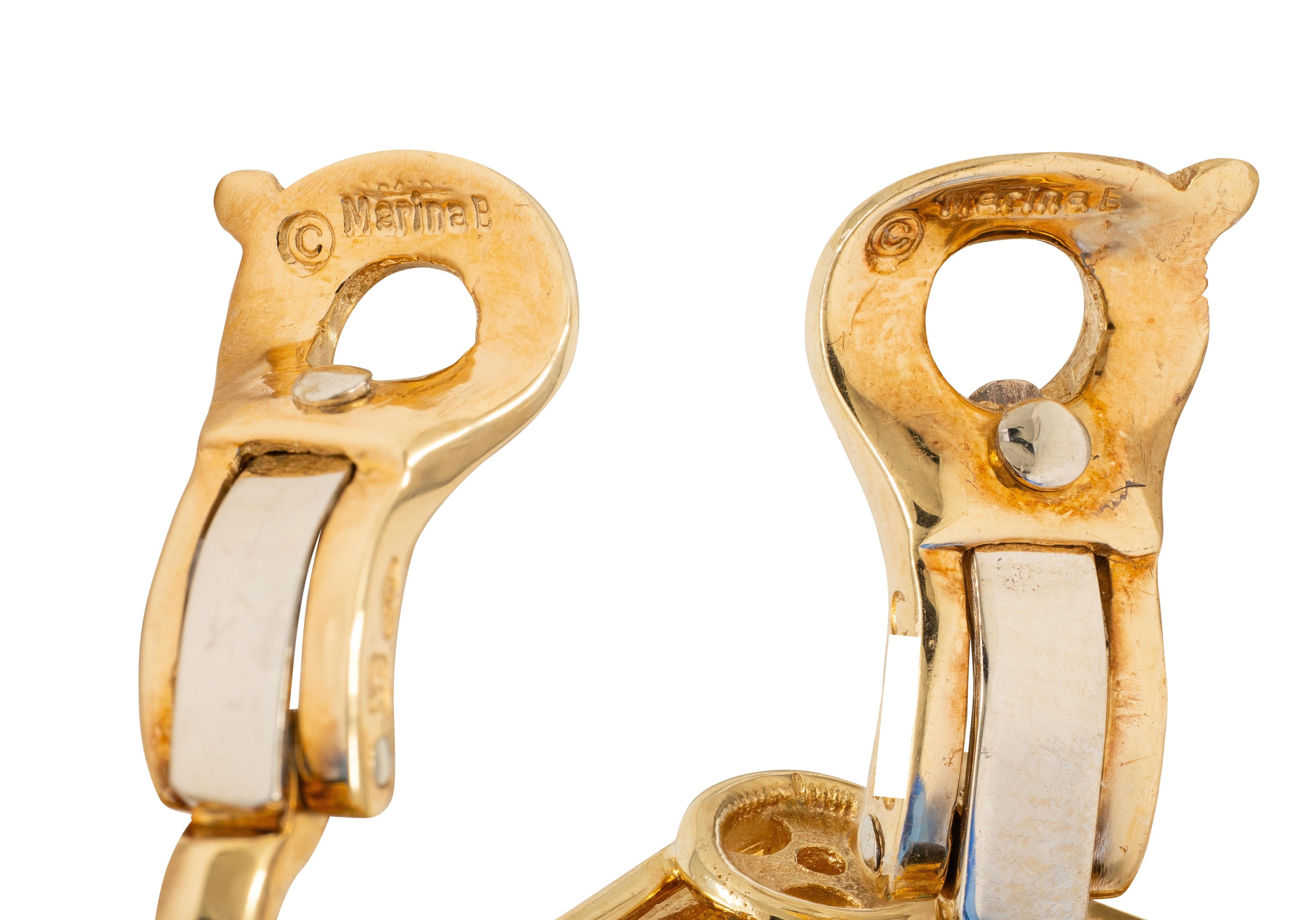 Marina B. Multi-Gem 18K Gold Vintage Interchangeable Pneu Drop Ear-Clip Earrings