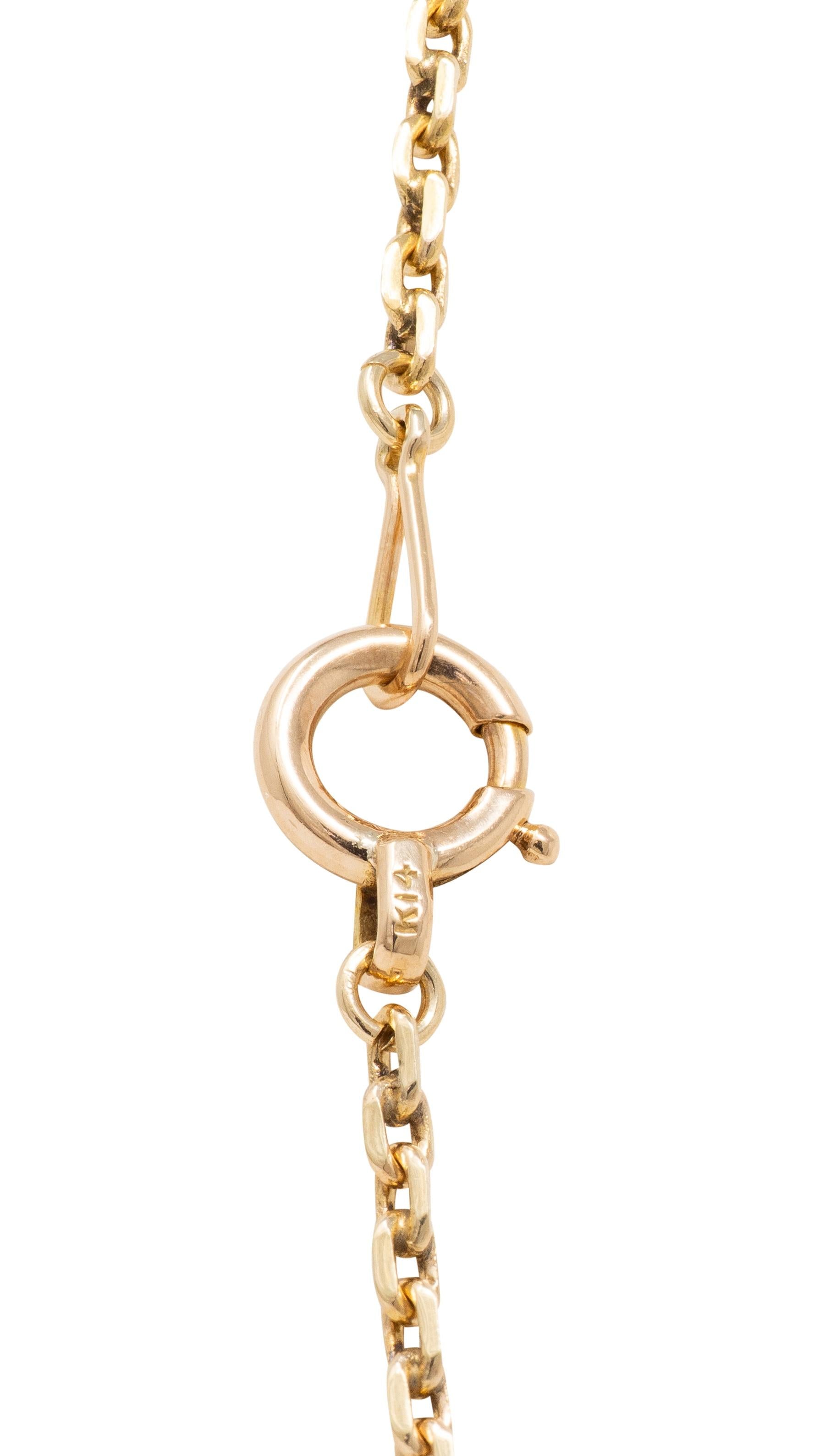 Mikimoto 1940's Retro Pearl 14K Yellow Gold Vintage Scrolling Station Necklace