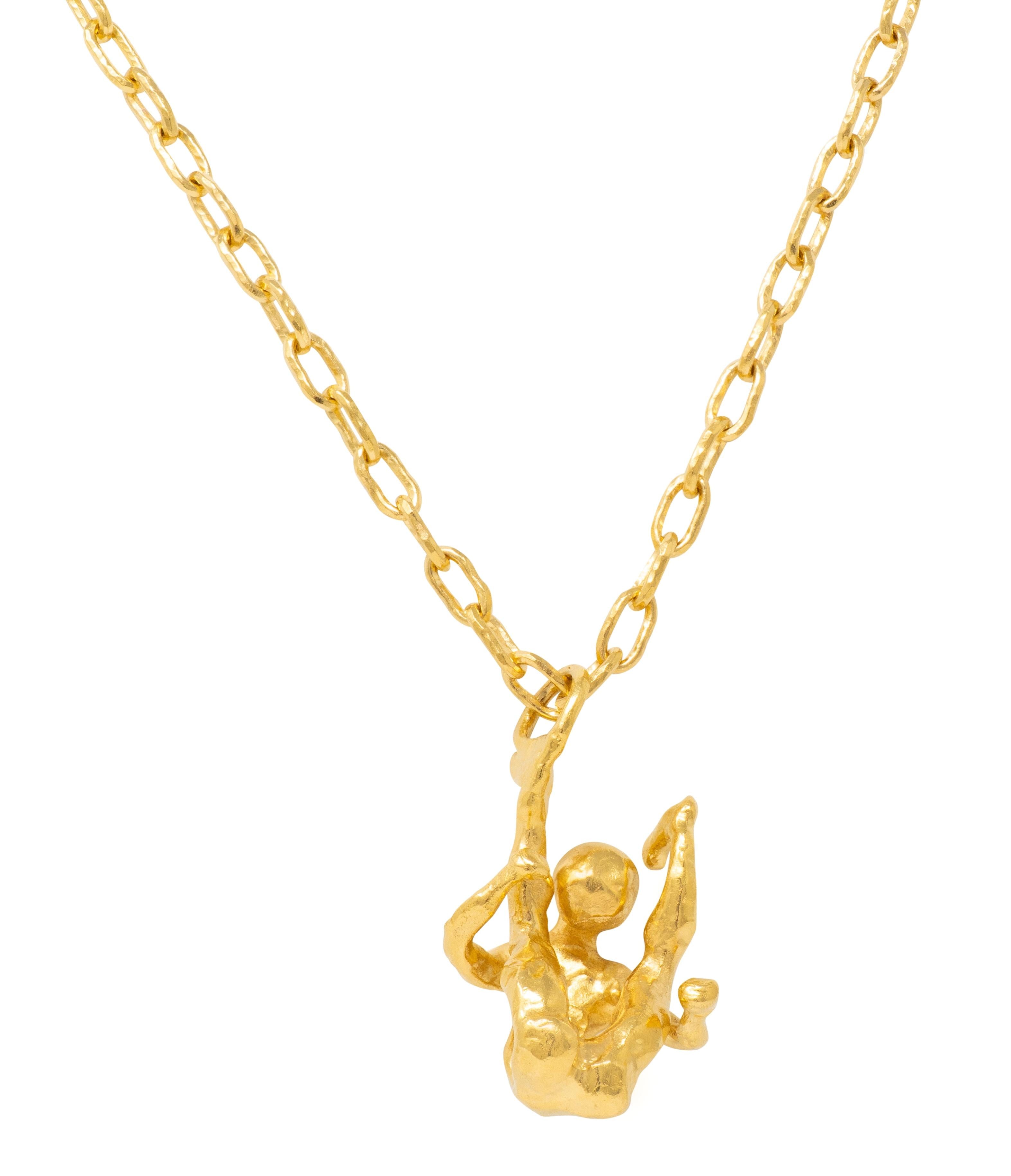 Cartier Jean Mahie French 22K Gold Vintage Erotic Brutalist Acrobat Necklace