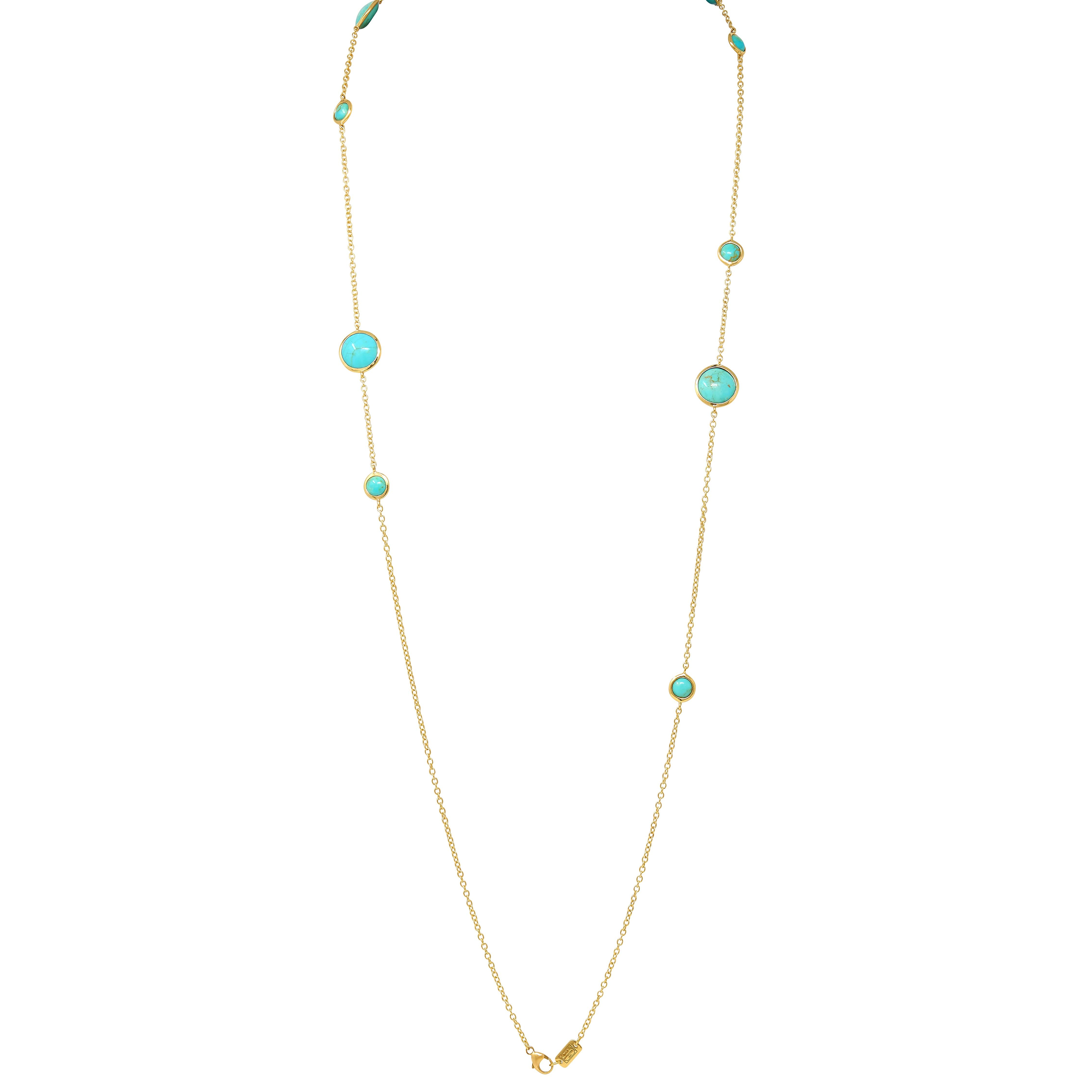 Ippolita 2000's Turquoise 18 Karat Yellow Gold Station Necklace