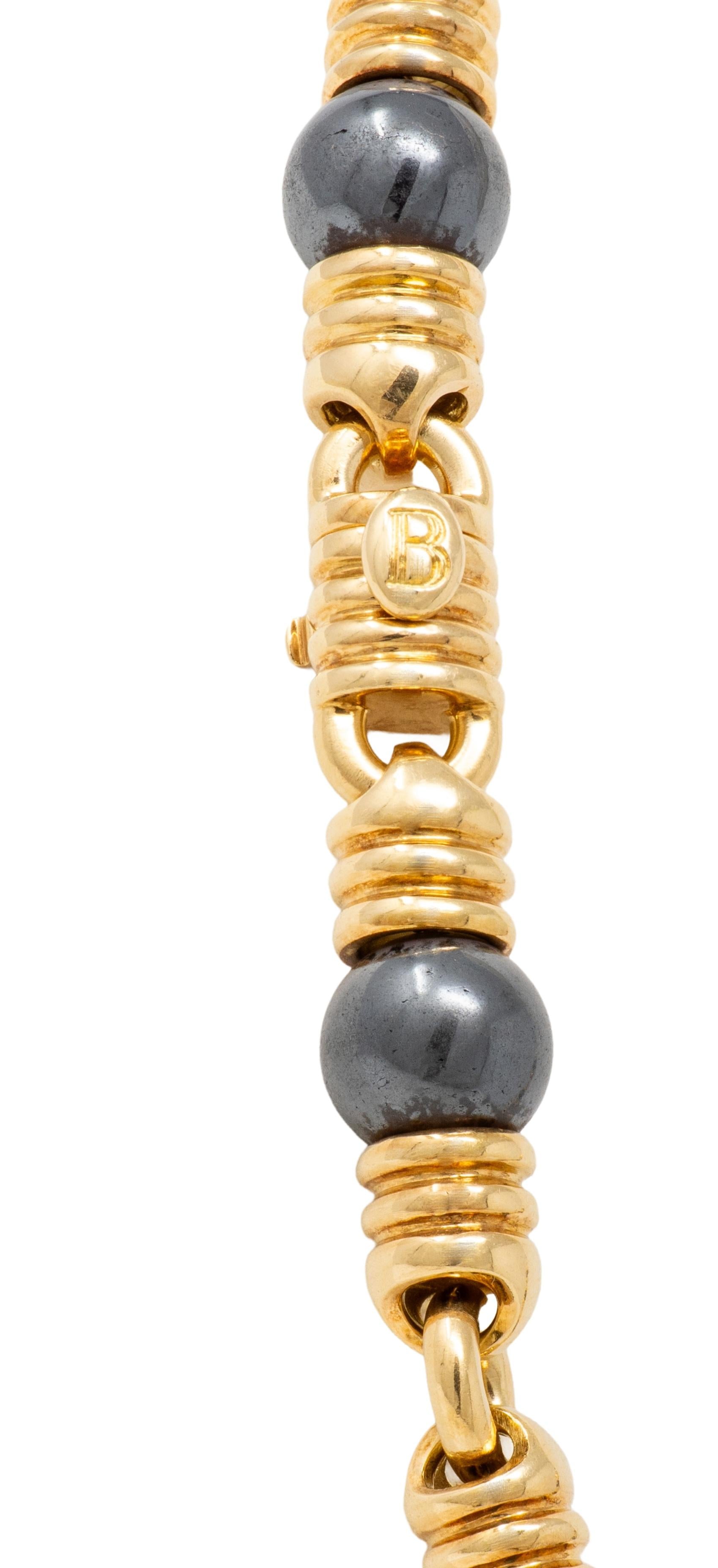 Bvlgari 1980's Hematite 18 Karat Yellow Gold Vintage Necklace
