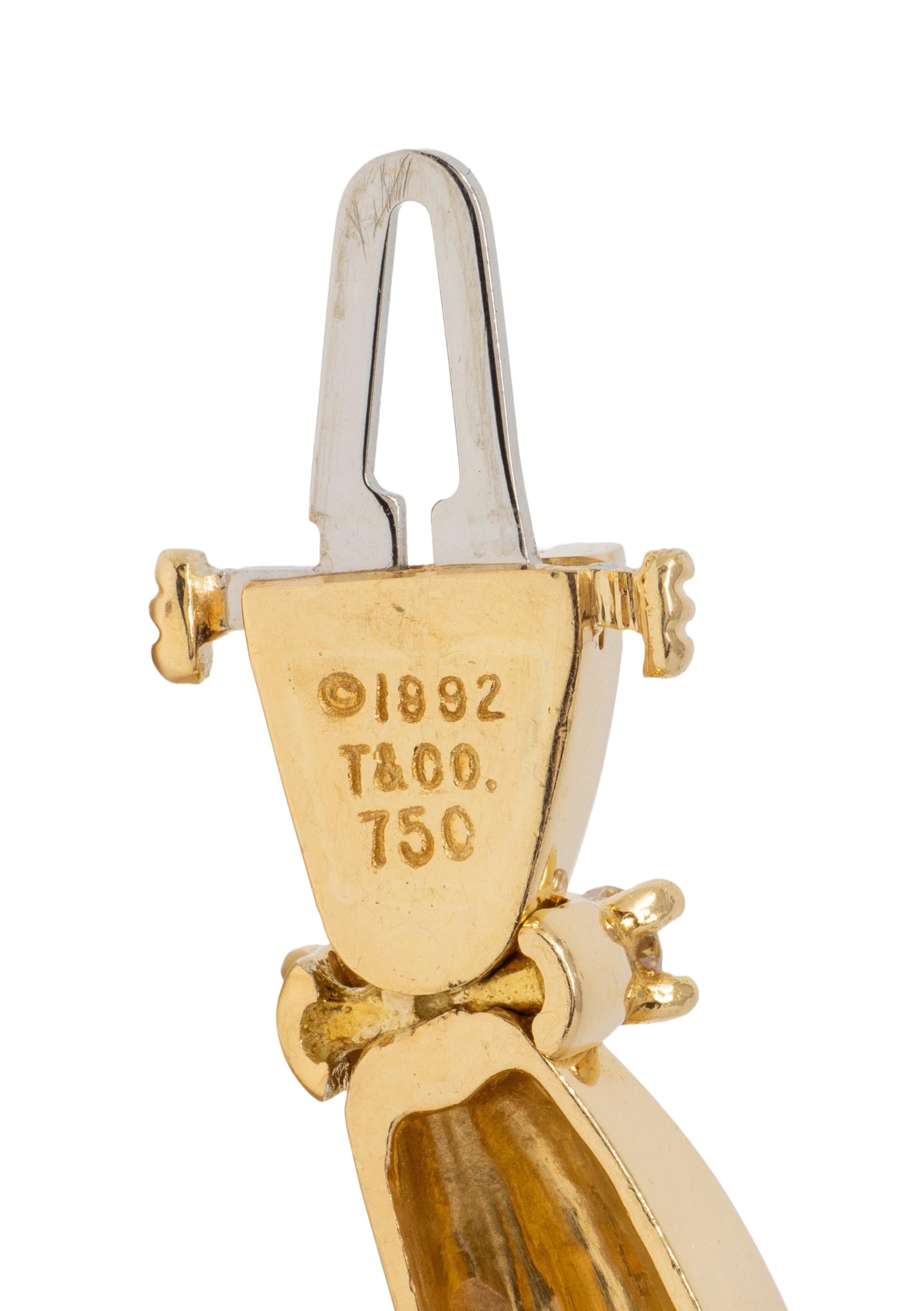 Tiffany & Co. 1992 Diamond 18K Yellow Gold Vintage Signature Ribbon Necklace