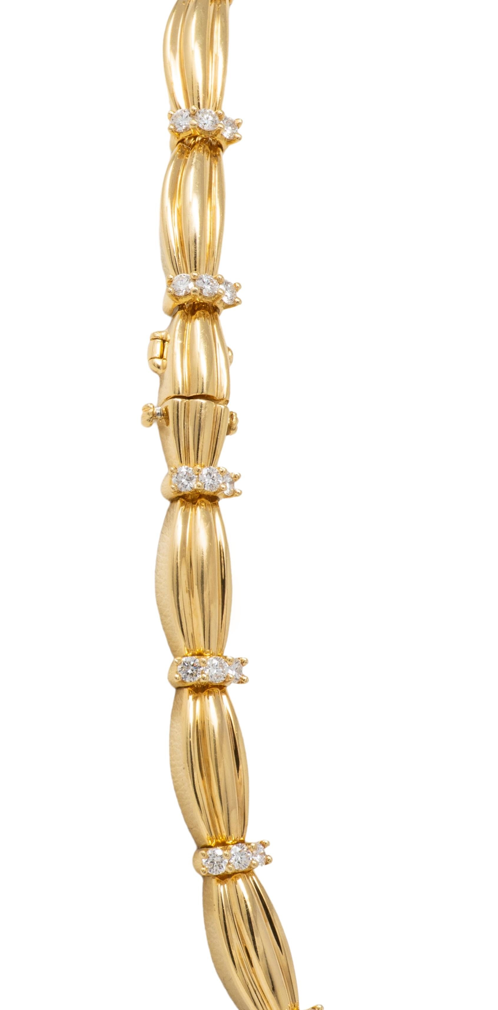 Tiffany & Co. 1992 Diamond 18K Yellow Gold Vintage Signature Ribbon Necklace