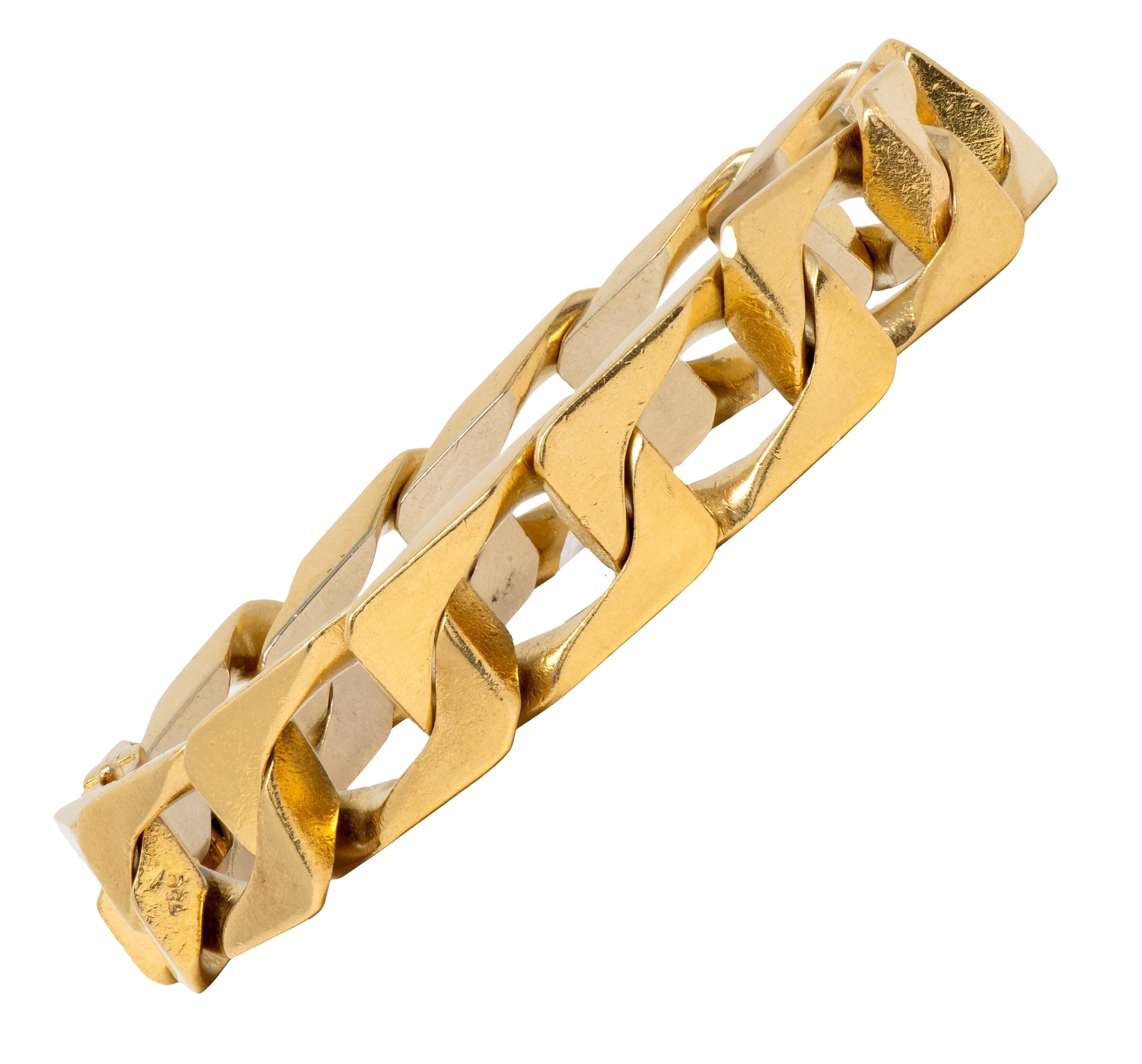 Cartier 1970's 18 Karat Two-Tone Gold Vintage Unisex Curb Link Chain Bracelet