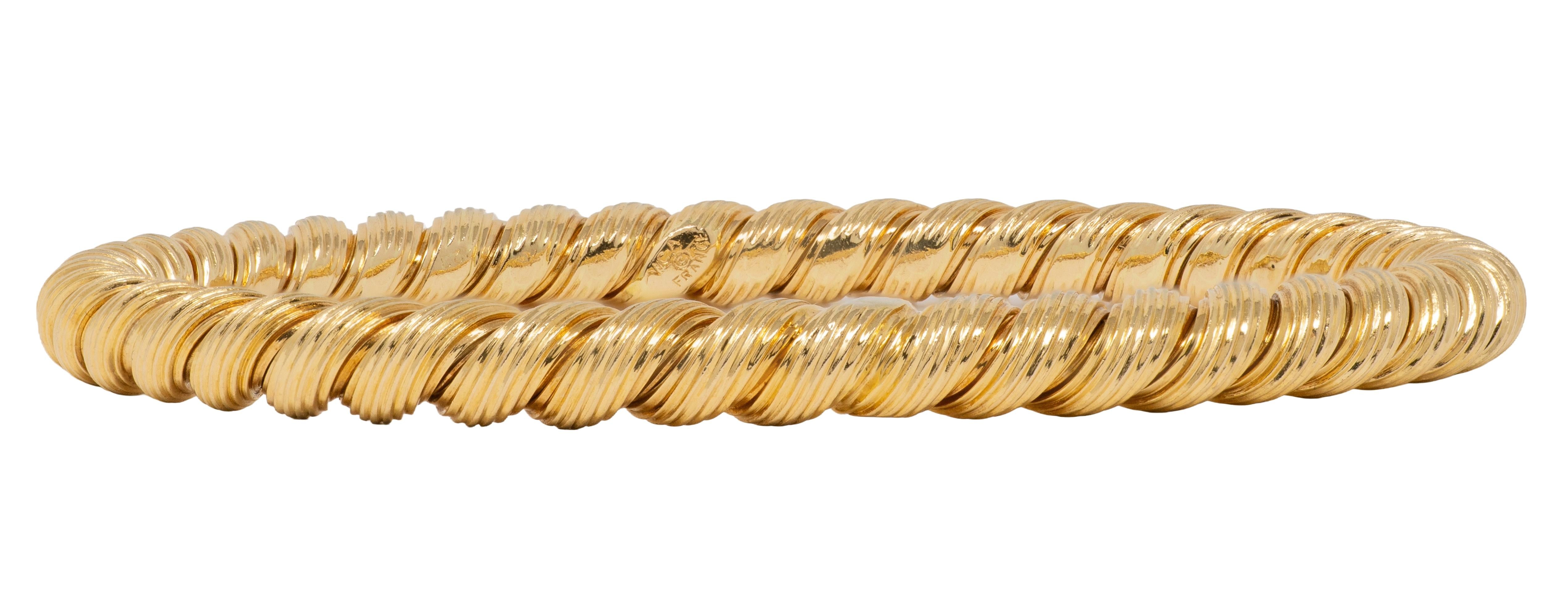 Van Cleef & Arpels 1960's 18K Yellow Gold Vintage Twisted Rope Bangle Bracelet