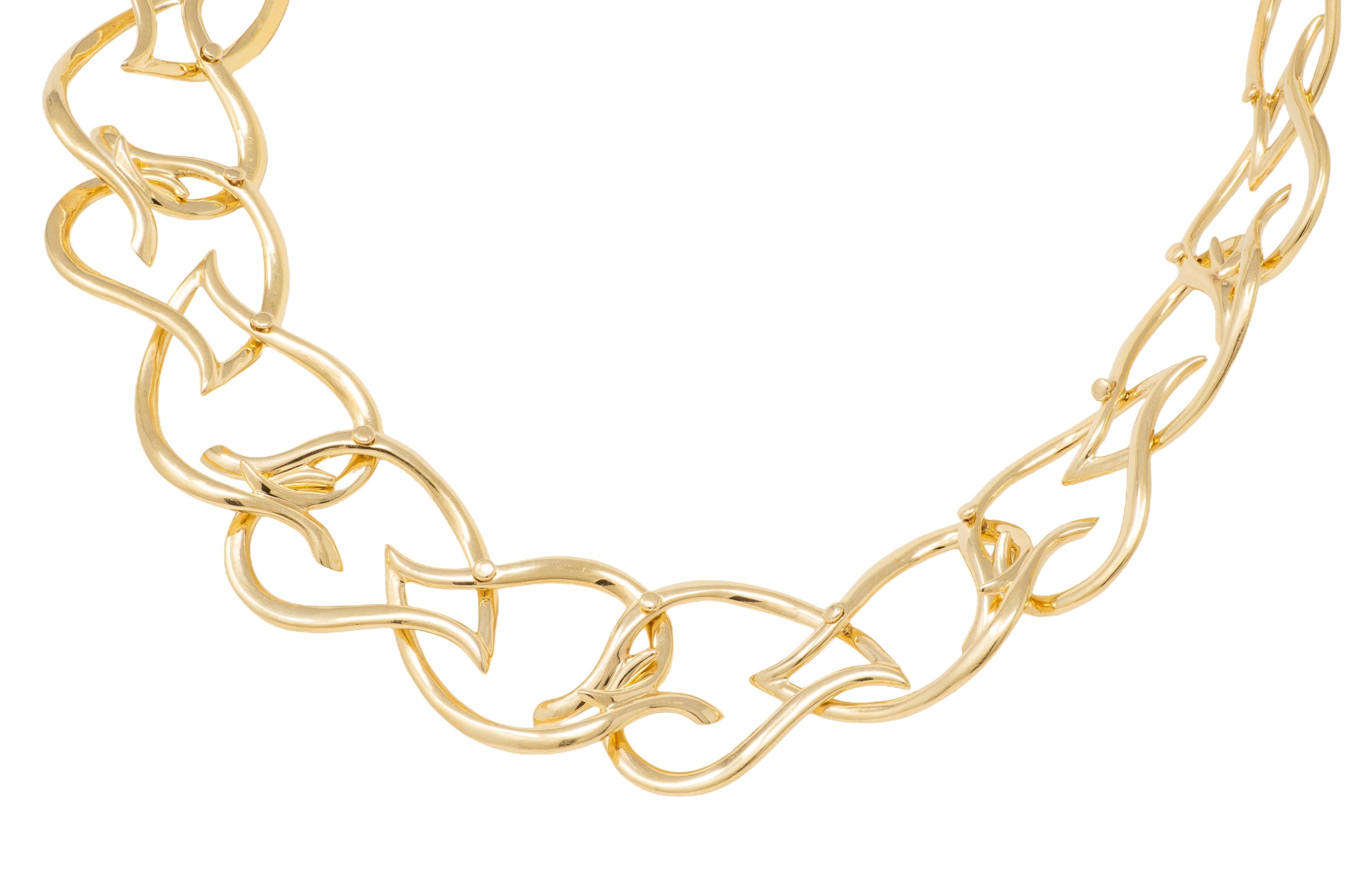 Tiffany & Co. 1983 18K Yellow Gold Vintage Foliate Fancy Link Chain Necklace