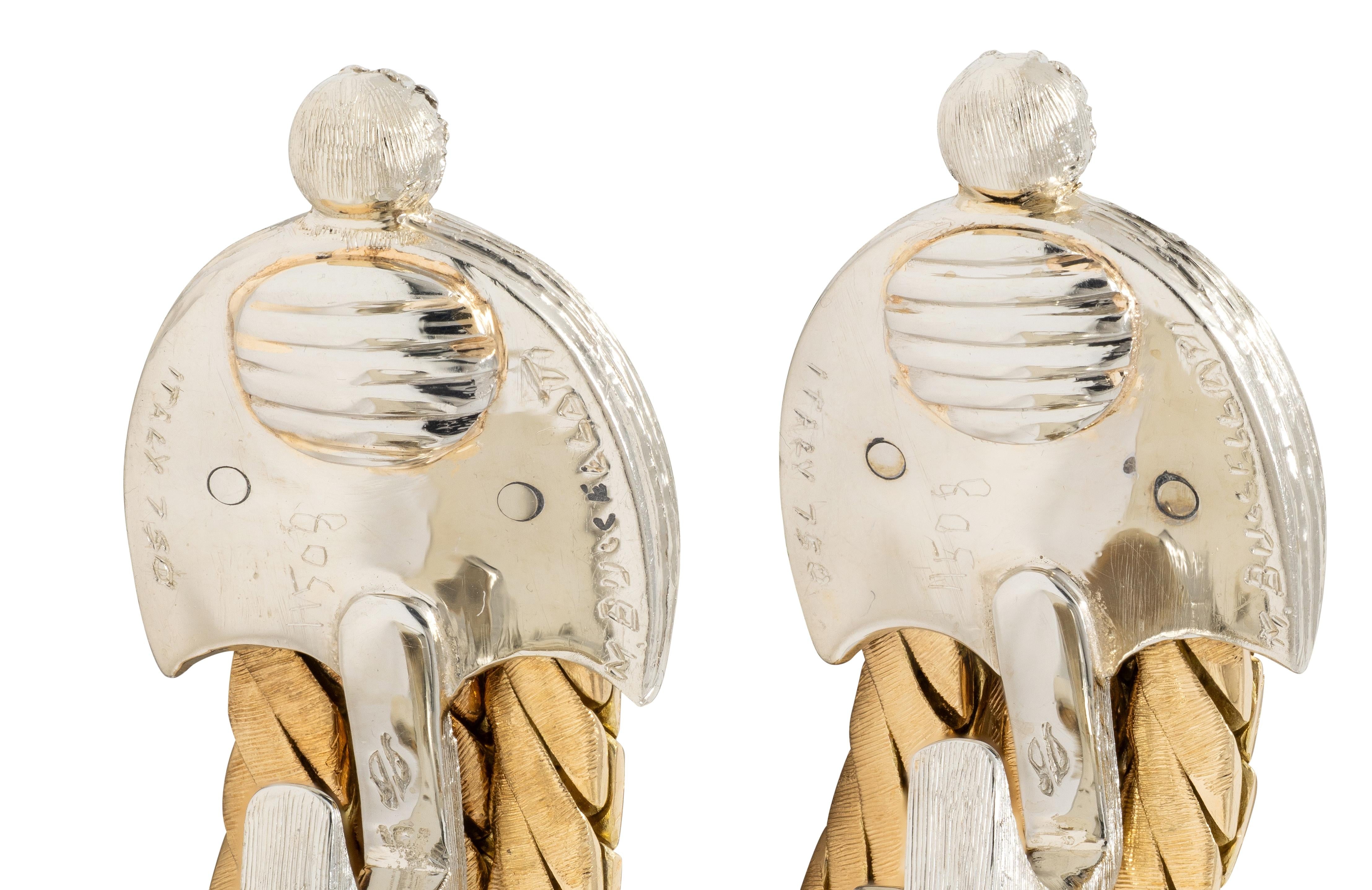 Mario Buccellati 1960's 18 Karat Two-Tone Gold Vintage Tassel Ear-Clip Earrings