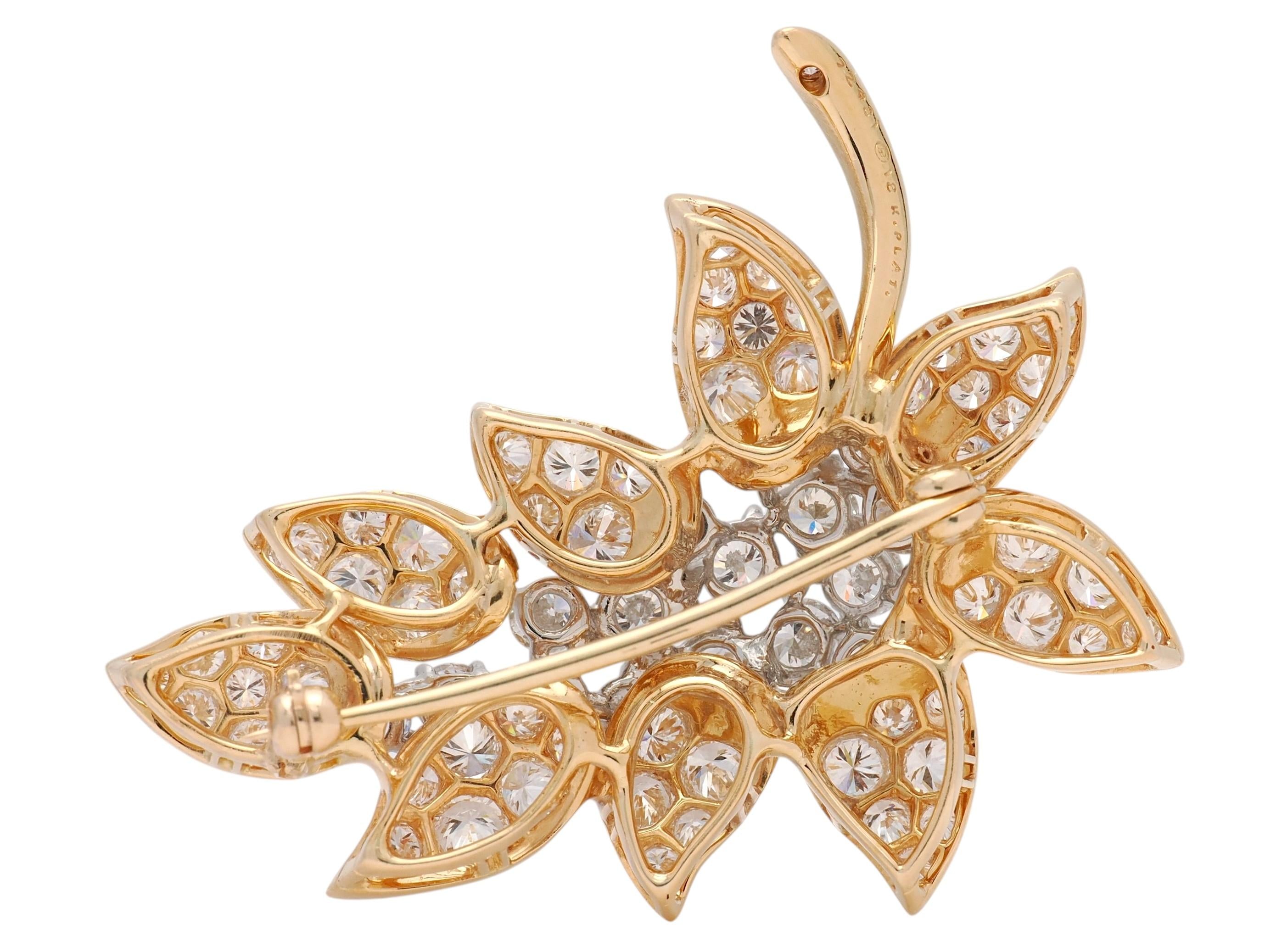 Oscar Heyman 1970's 5.25 CTW Diamond 18K Gold Platinum Vintage Foliate Brooch