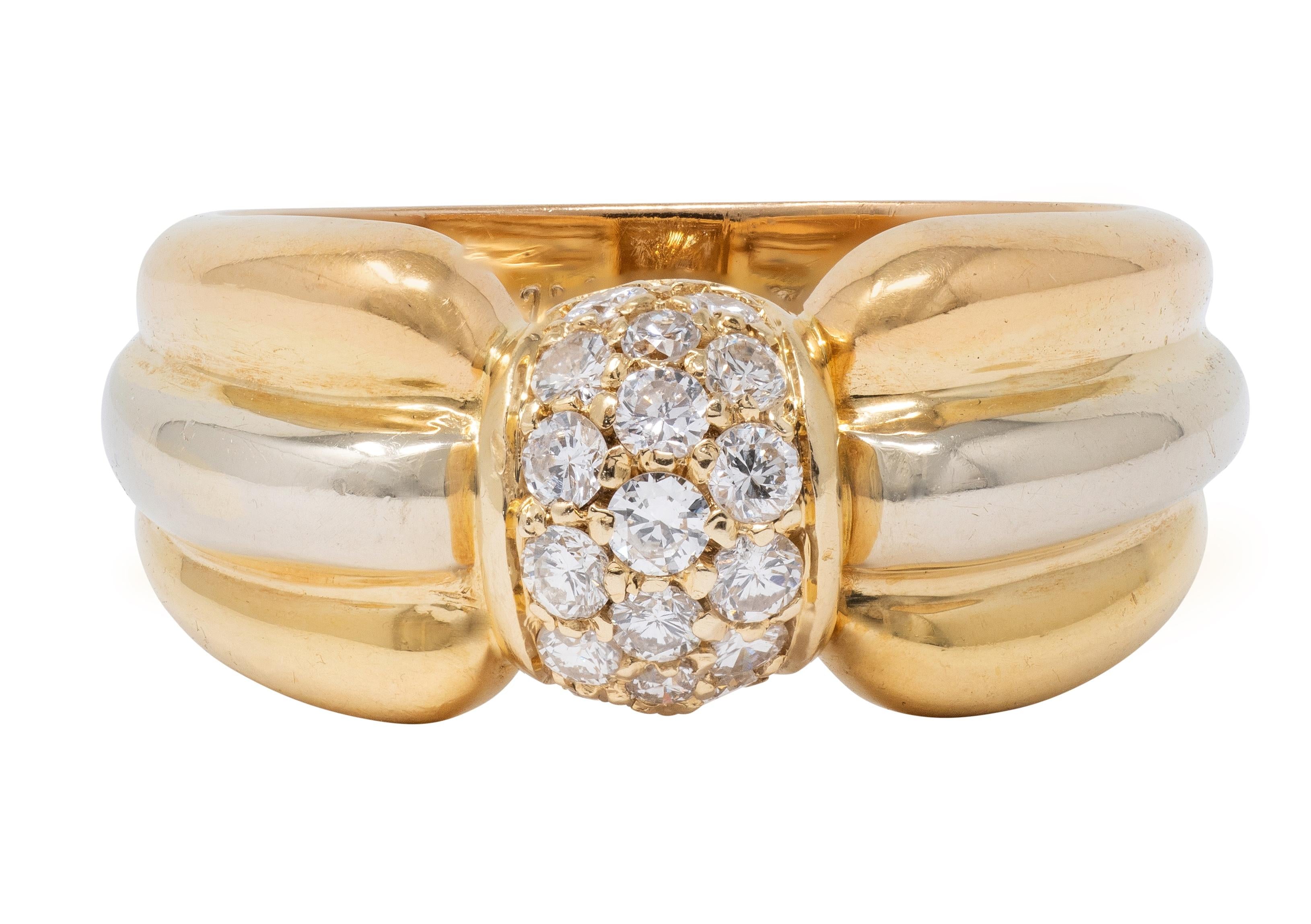 Cartier 1980's Diamond 18 Karat Yellow White Gold Vintage Bow Ring