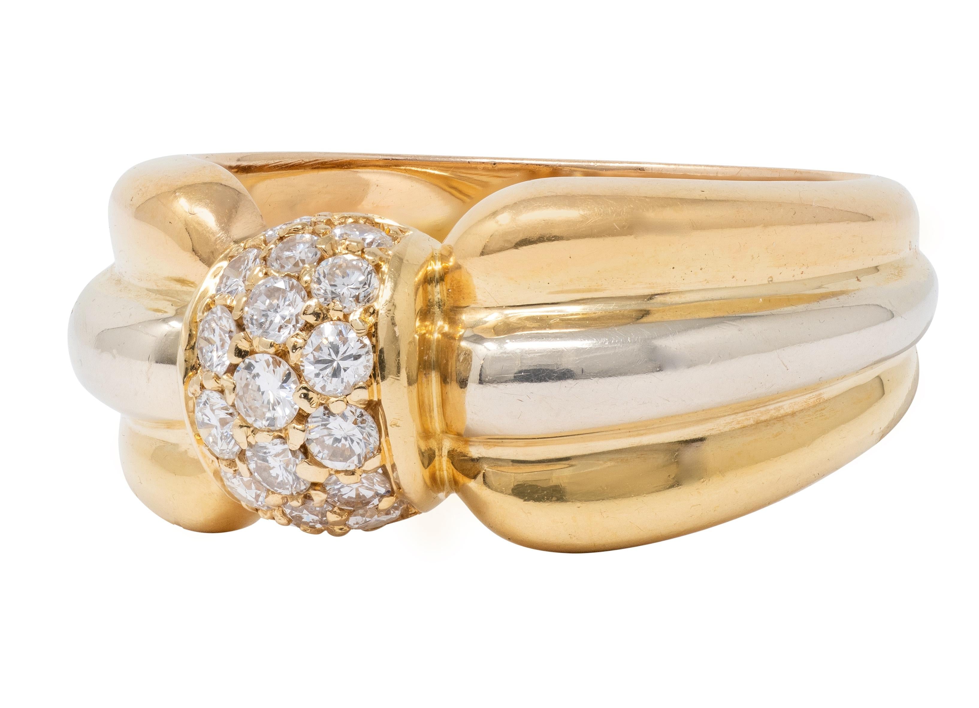 Cartier 1980's Diamond 18 Karat Yellow White Gold Vintage Bow Ring