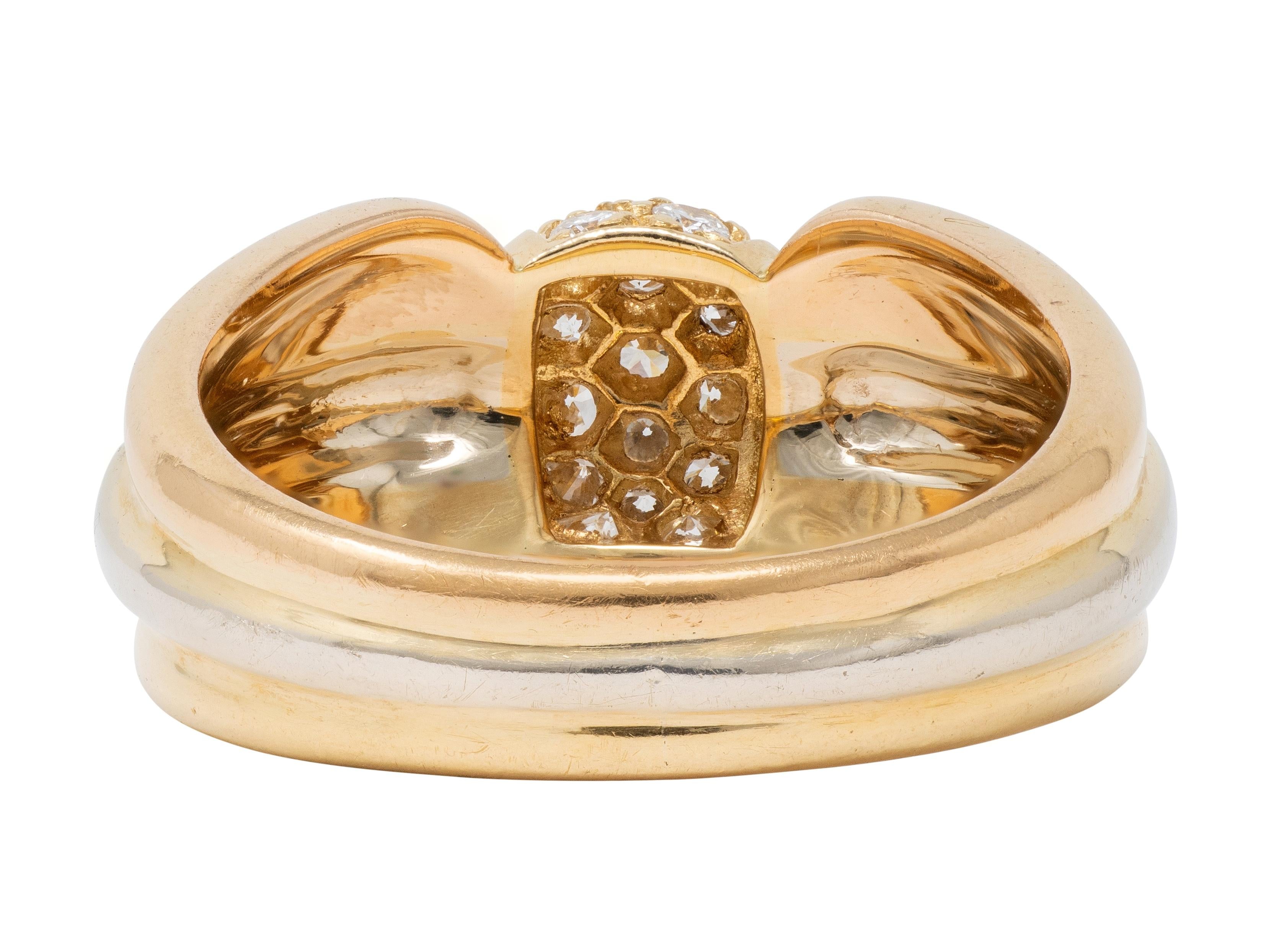Cartier 1980's Diamond 18 Karat Yellow White Gold Vintage Bow Ring