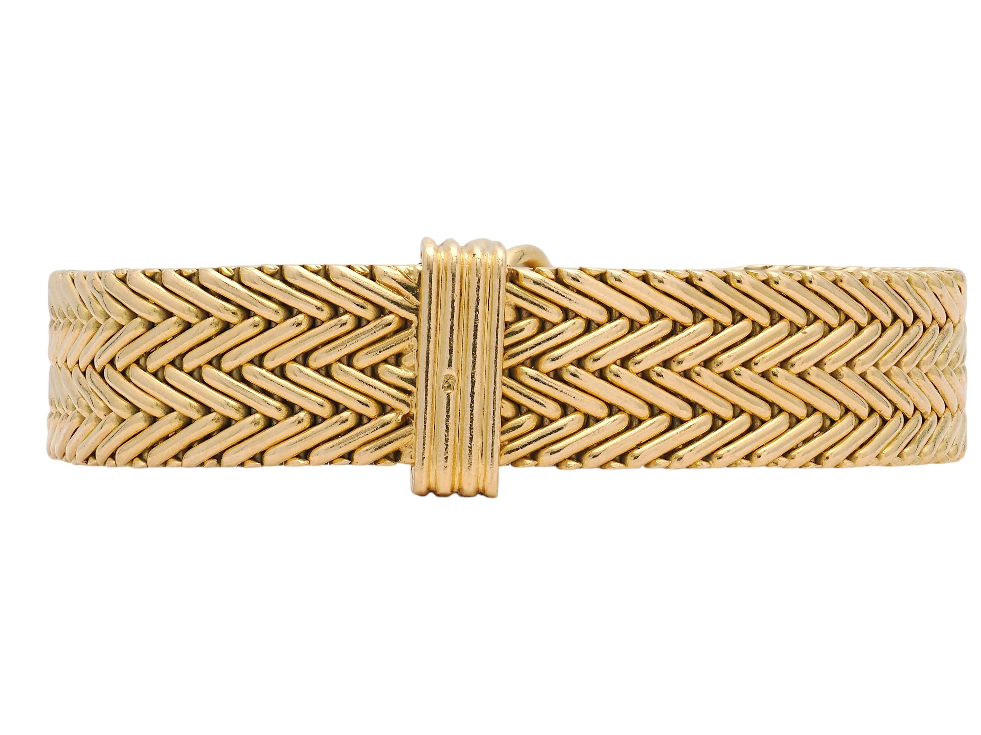 Van Cleef & Arpels French 1950s Diamond 18K Gold Platinum Vintage Woven Bracelet